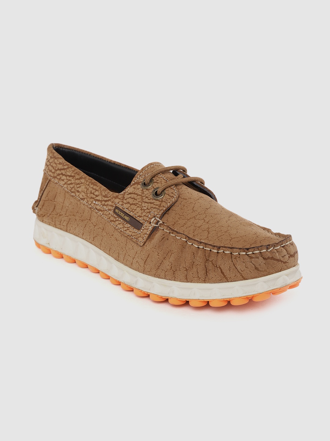 

Woodland Men Nubuck Leather Derbys, Camel brown