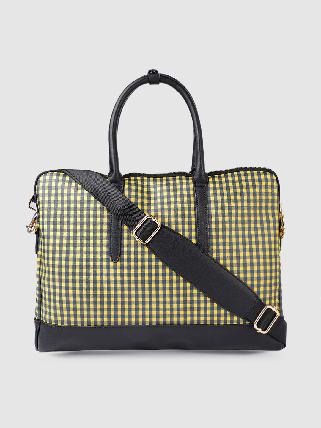 

Allen Solly Women Yellow & Black Checked Laptop Bag