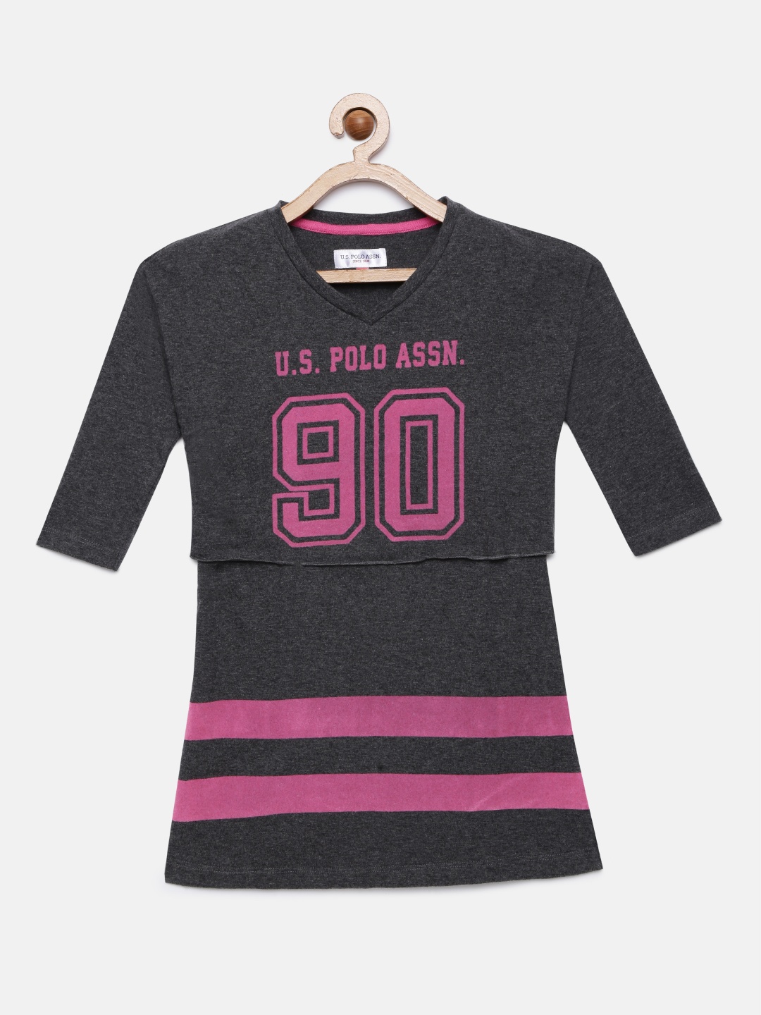 

U.S. Polo Assn. Kids Girls Printed Grey A-Line Dress