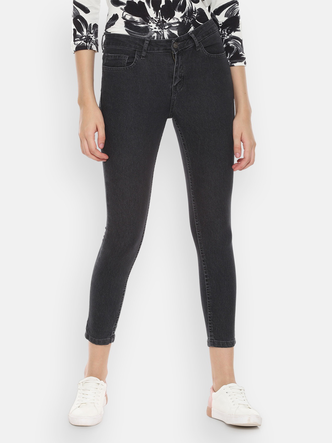 

People Women Grey Slim Fit Mid-Rise Clean Look Stretchable Jeans