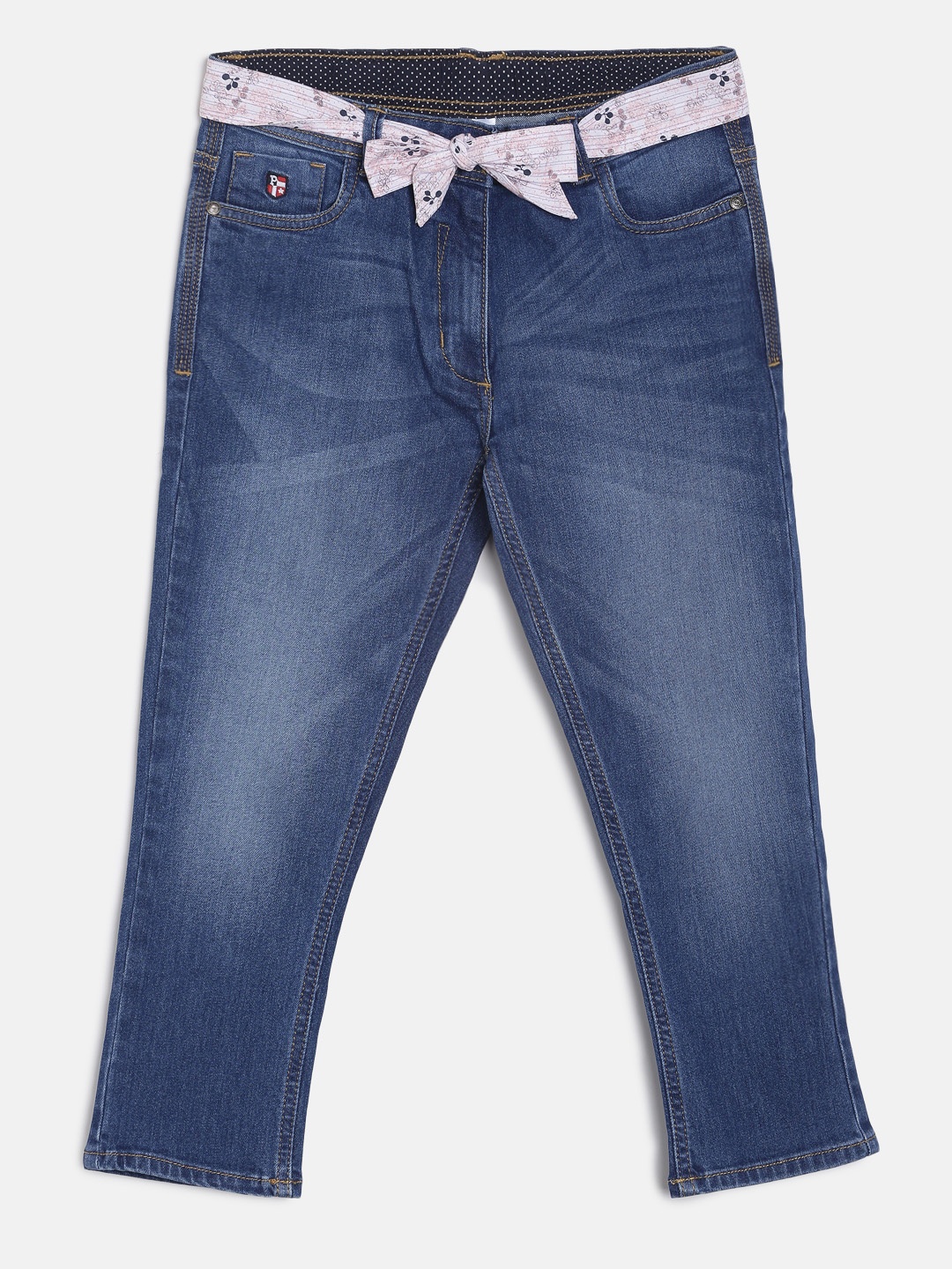 

U.S. Polo Assn. Kids Girls Blue Regular Fit Mid-Rise Clean Look Jeans