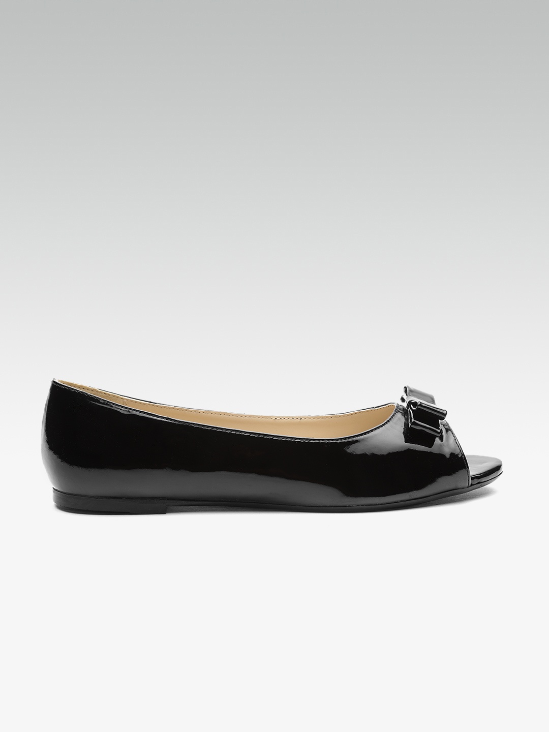 

Carlton London Women Black Solid Peep-Toe Ballerinas