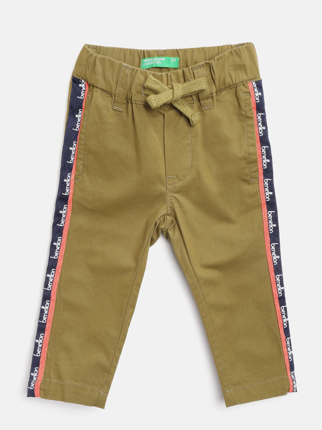 

United Colors of Benetton Boys Olive Green Regular Fit Solid Trousers