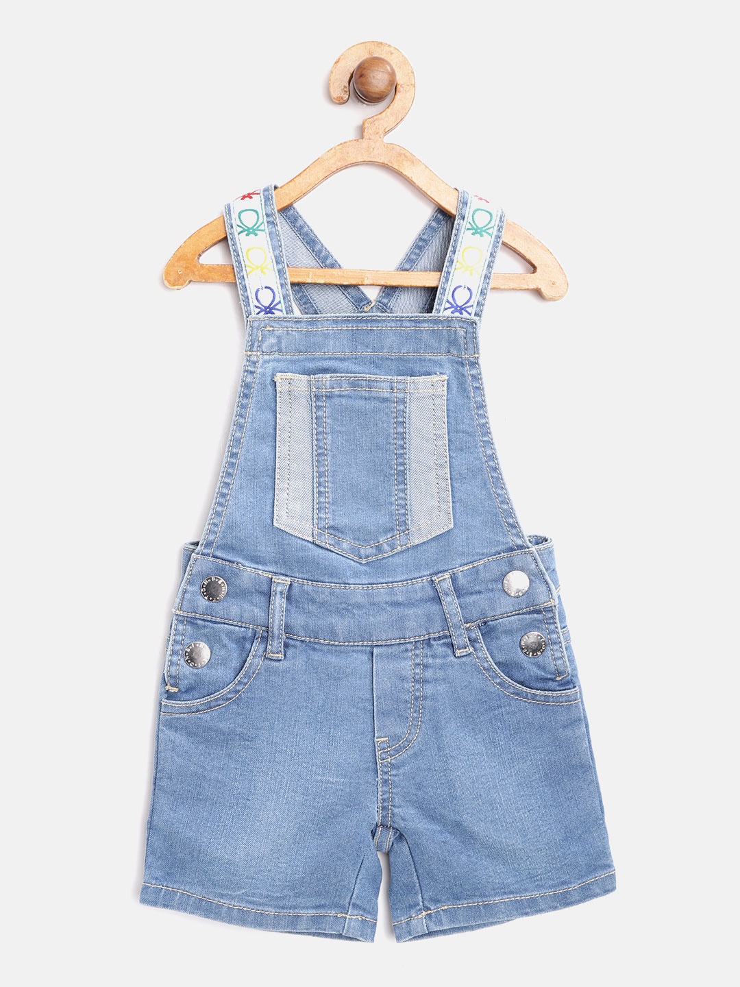 

United Colors of Benetton Girls Blue Denim Dungarees