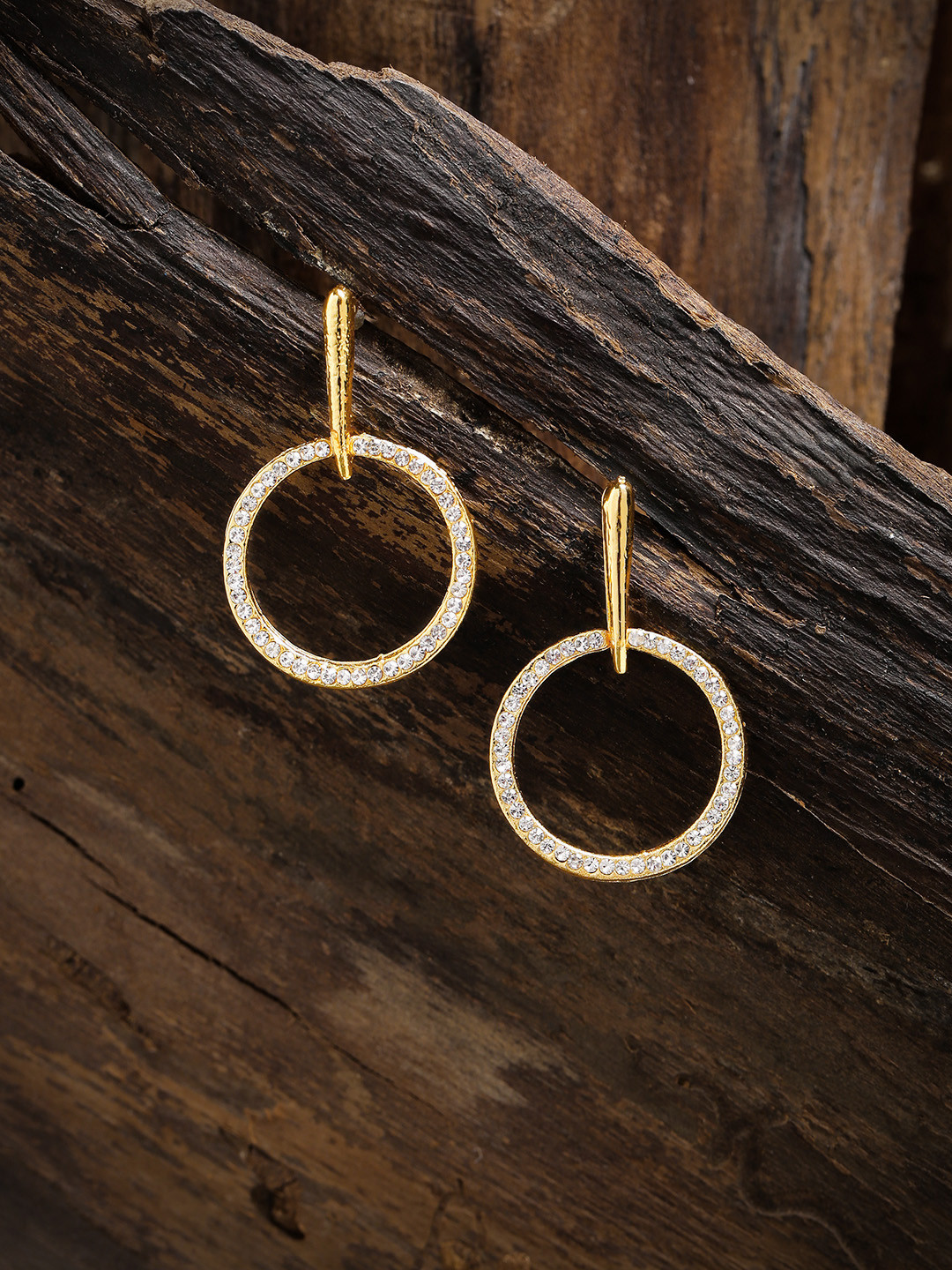 

Zaveri Pearls Gold-Toned Circular Drop Earrings