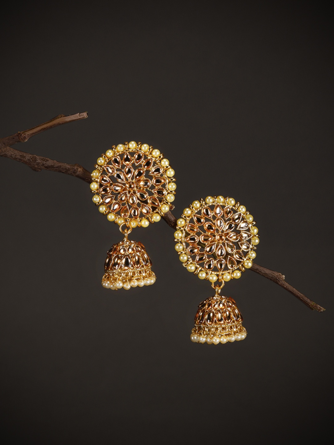 

Zaveri Pearls Gold-Toned Dome Shaped Jhumkas