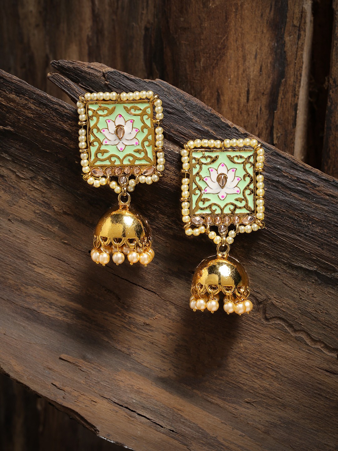 

Zaveri Pearls Gold-Toned Dome shaped Jhumkas