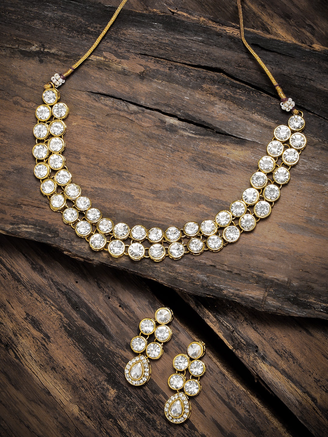 

Zaveri Pearls Gold-Plated Stone Studded Ethnic Jewellery Set