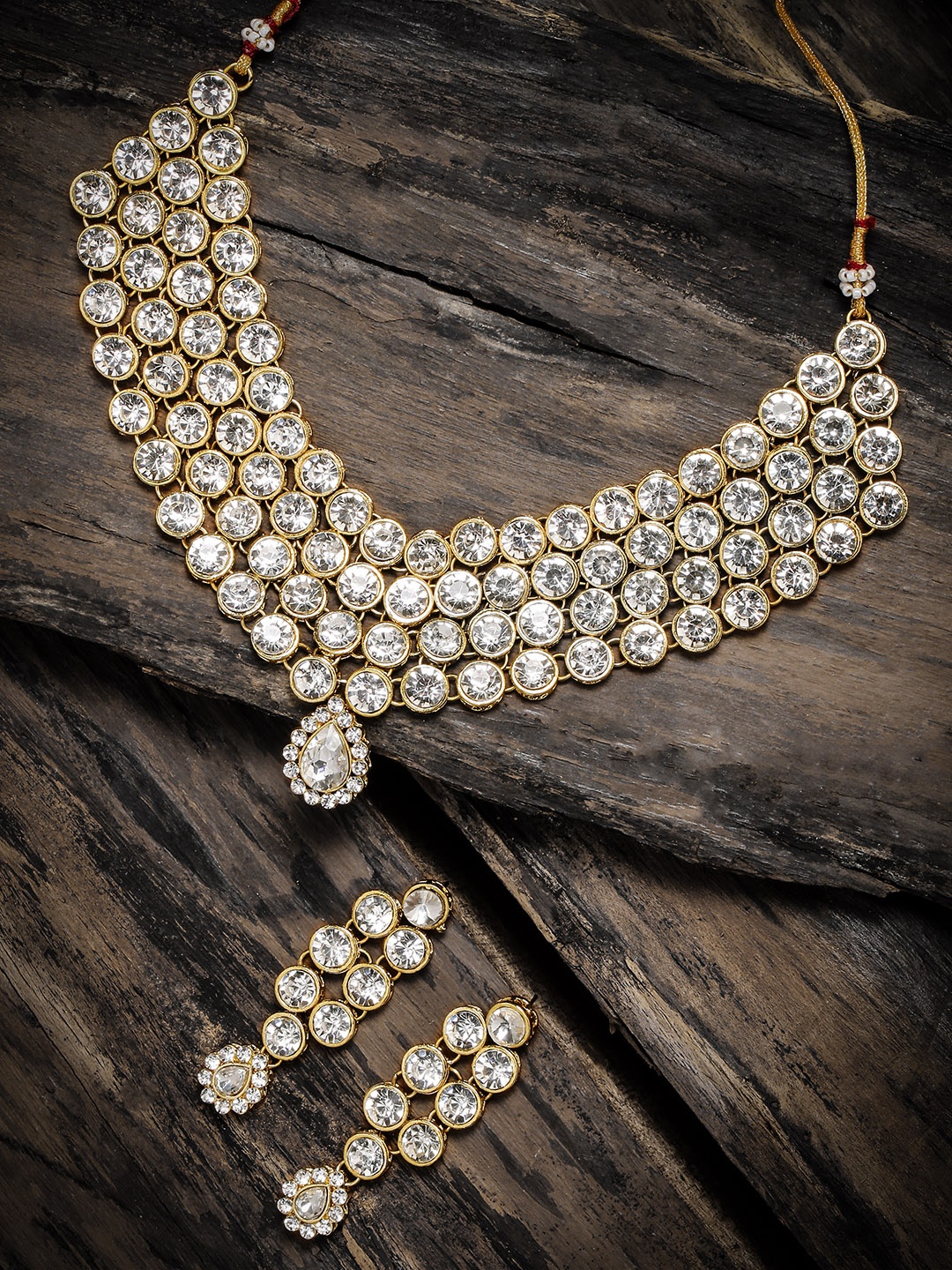 

Zaveri Pearls Gold-Plated Stone Studded Ethnic Jewellery Set