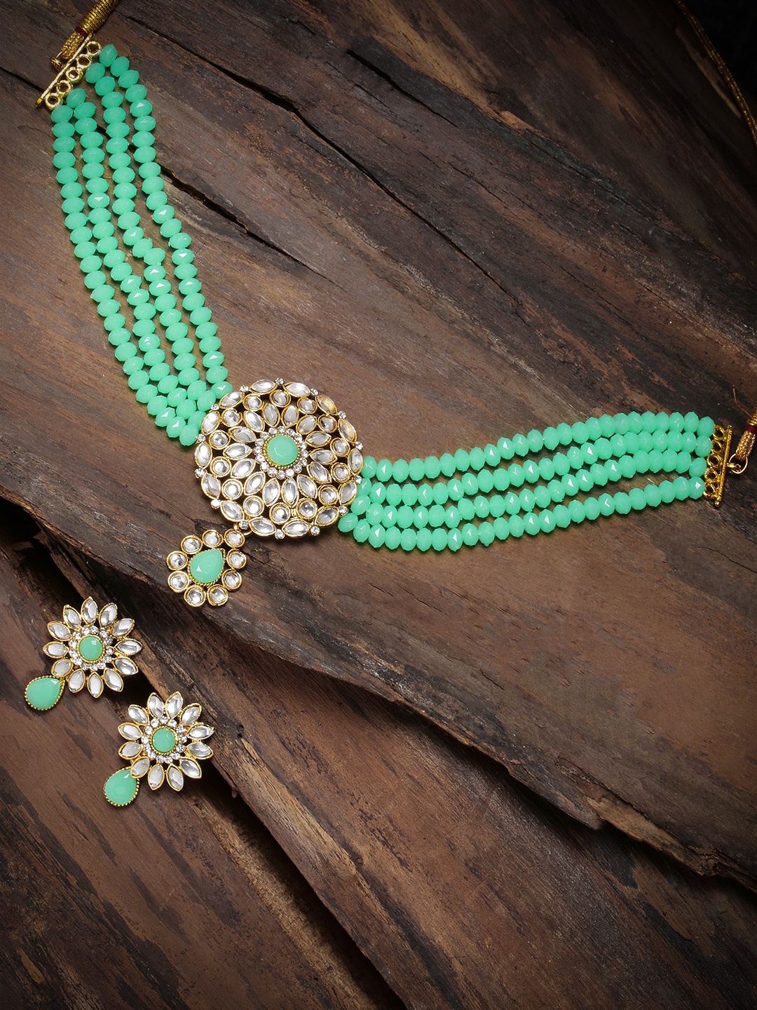 

Zaveri Pearls Gold-Toned Traditional Kundan Choker Jewellery Set