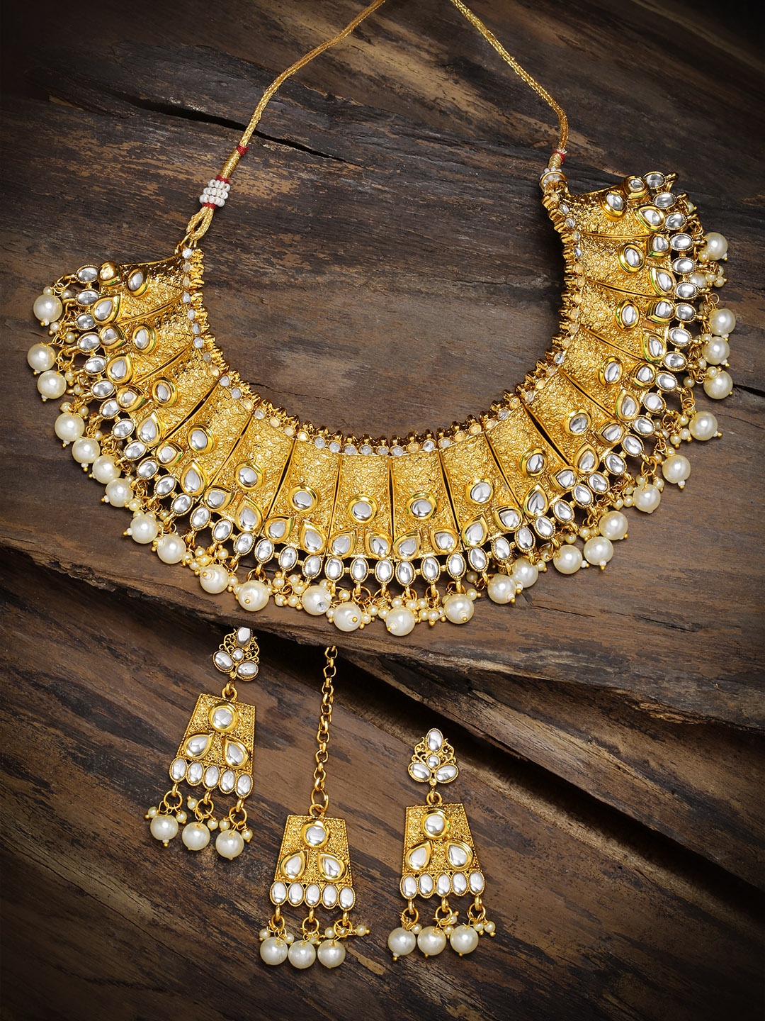 

Zaveri Pearls Traditional Kundan & Pearls Bridal Jewellery Set, Gold