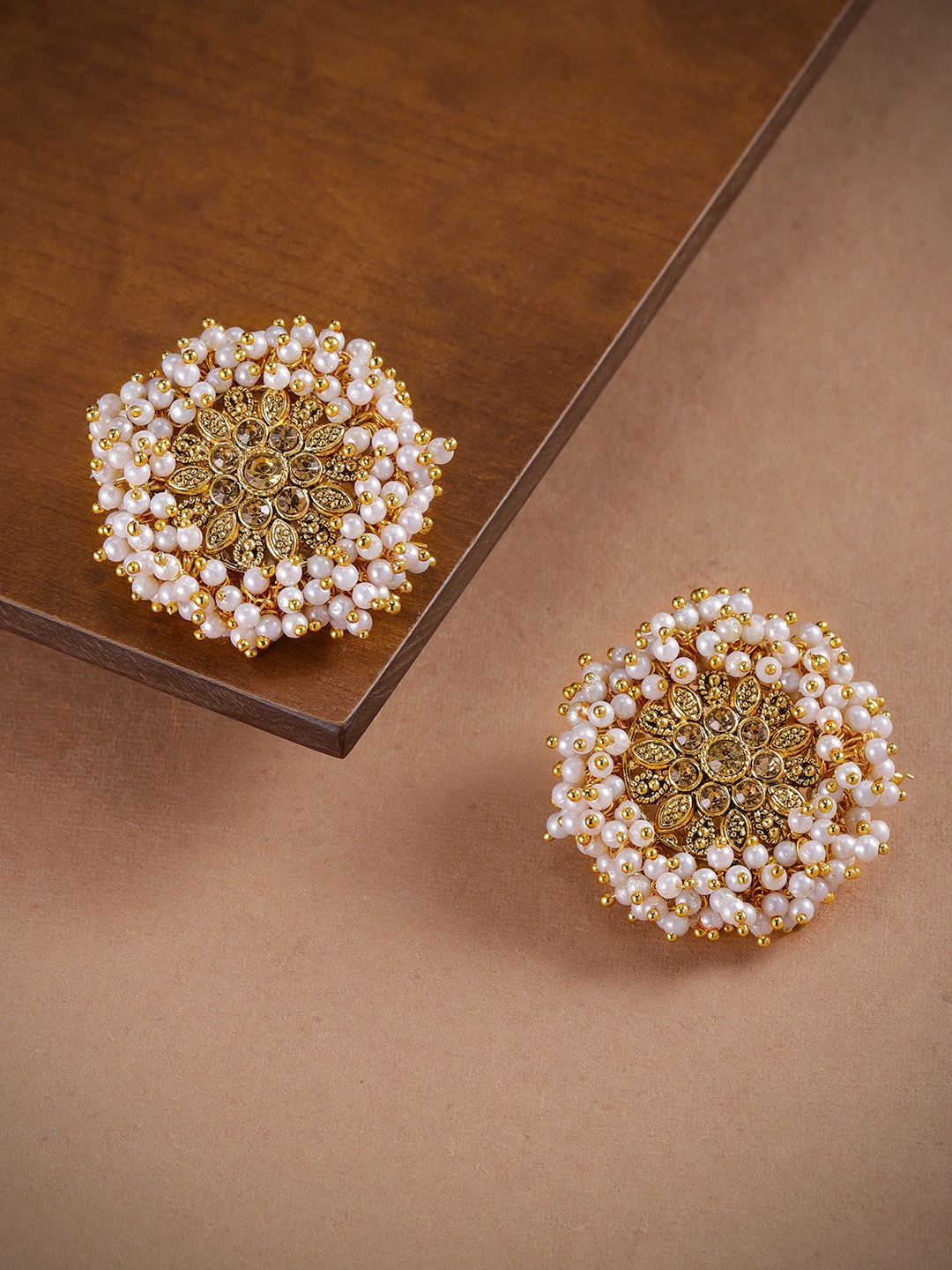 

Zaveri Pearls Gold-Toned Oversized Floral Studs