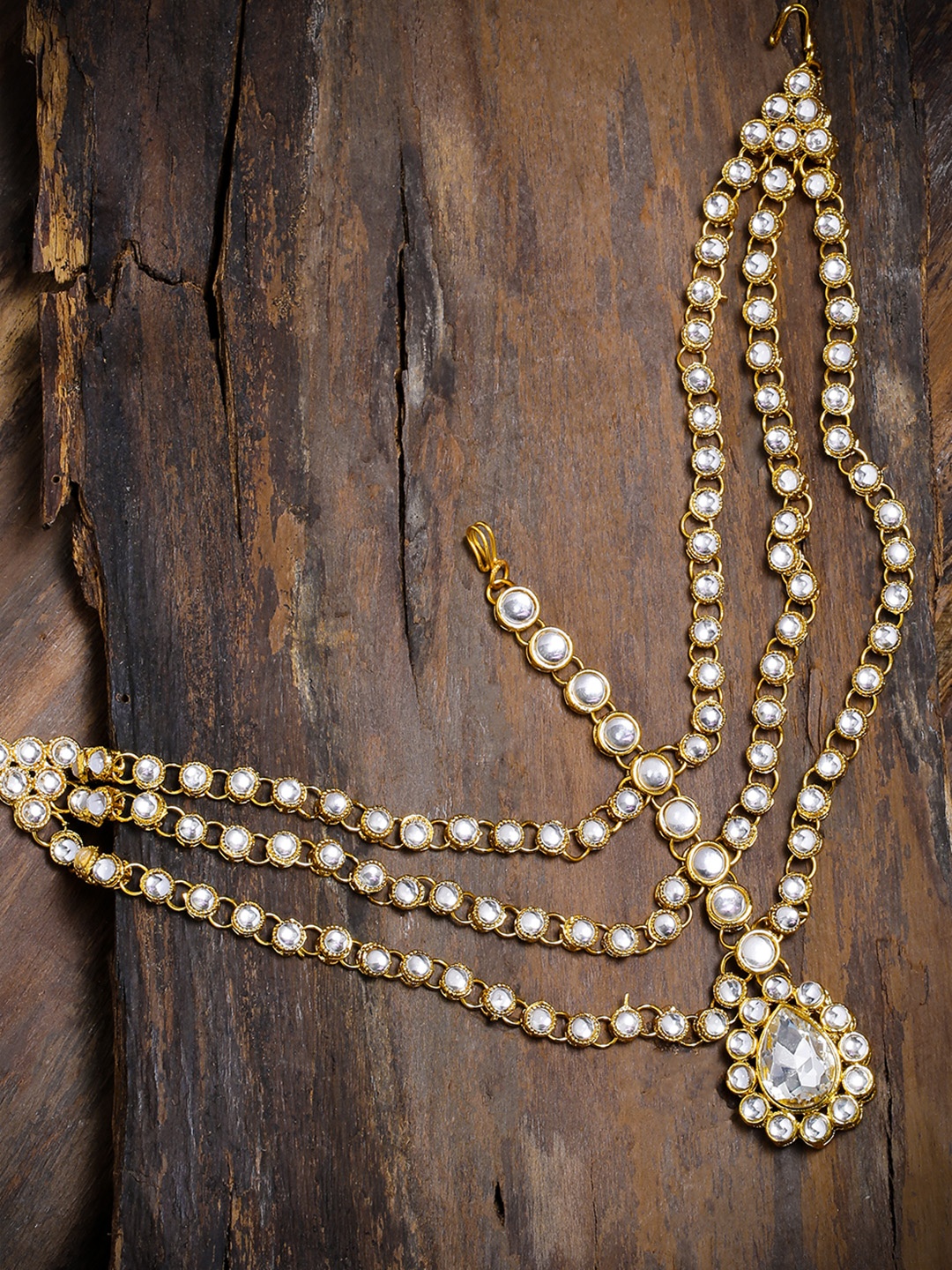

Zaveri Pearls Gold-toned Studded Mathapatti