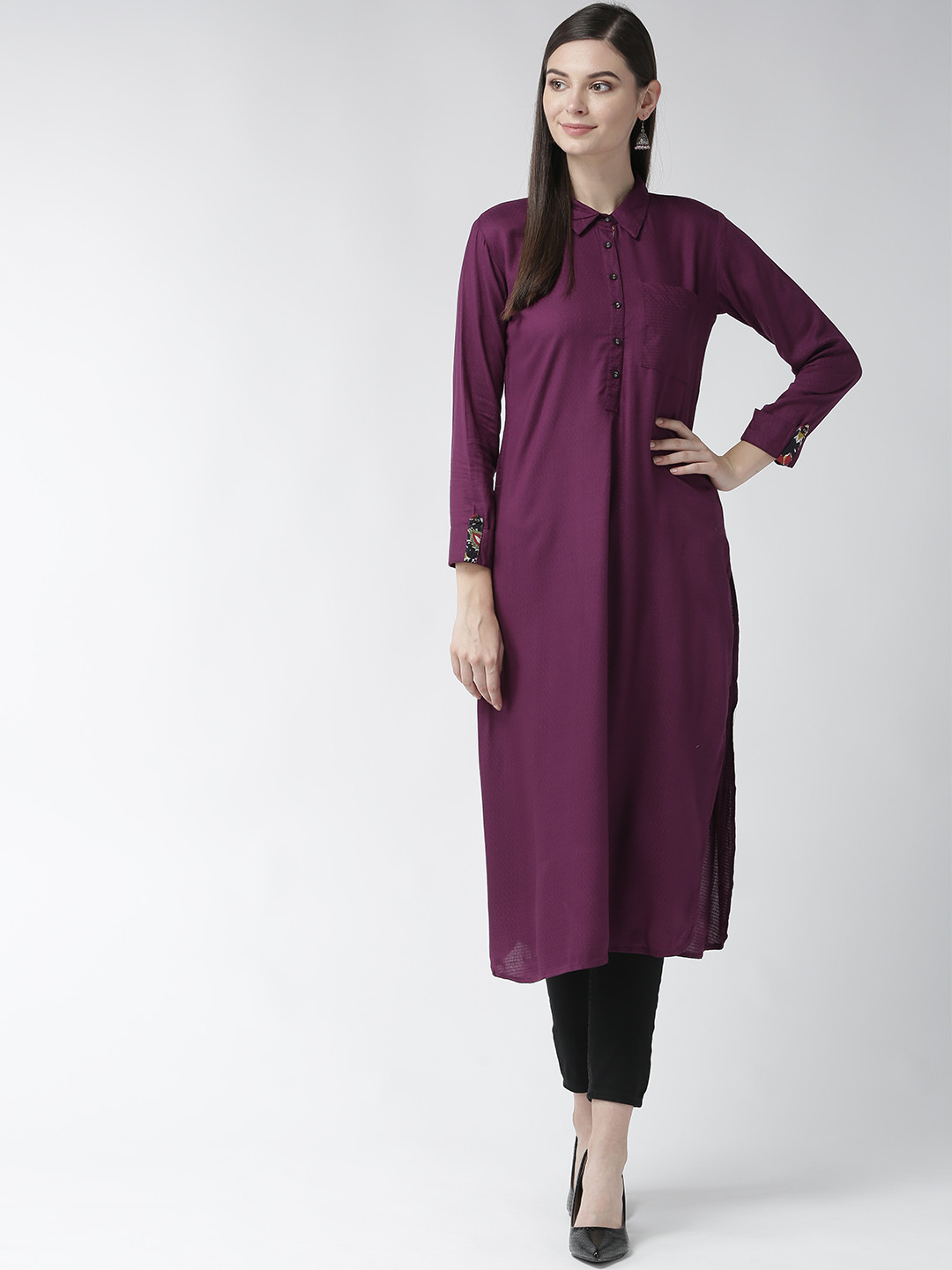 

RANGMAYEE Women Purple Woven Design Pathani Kurta