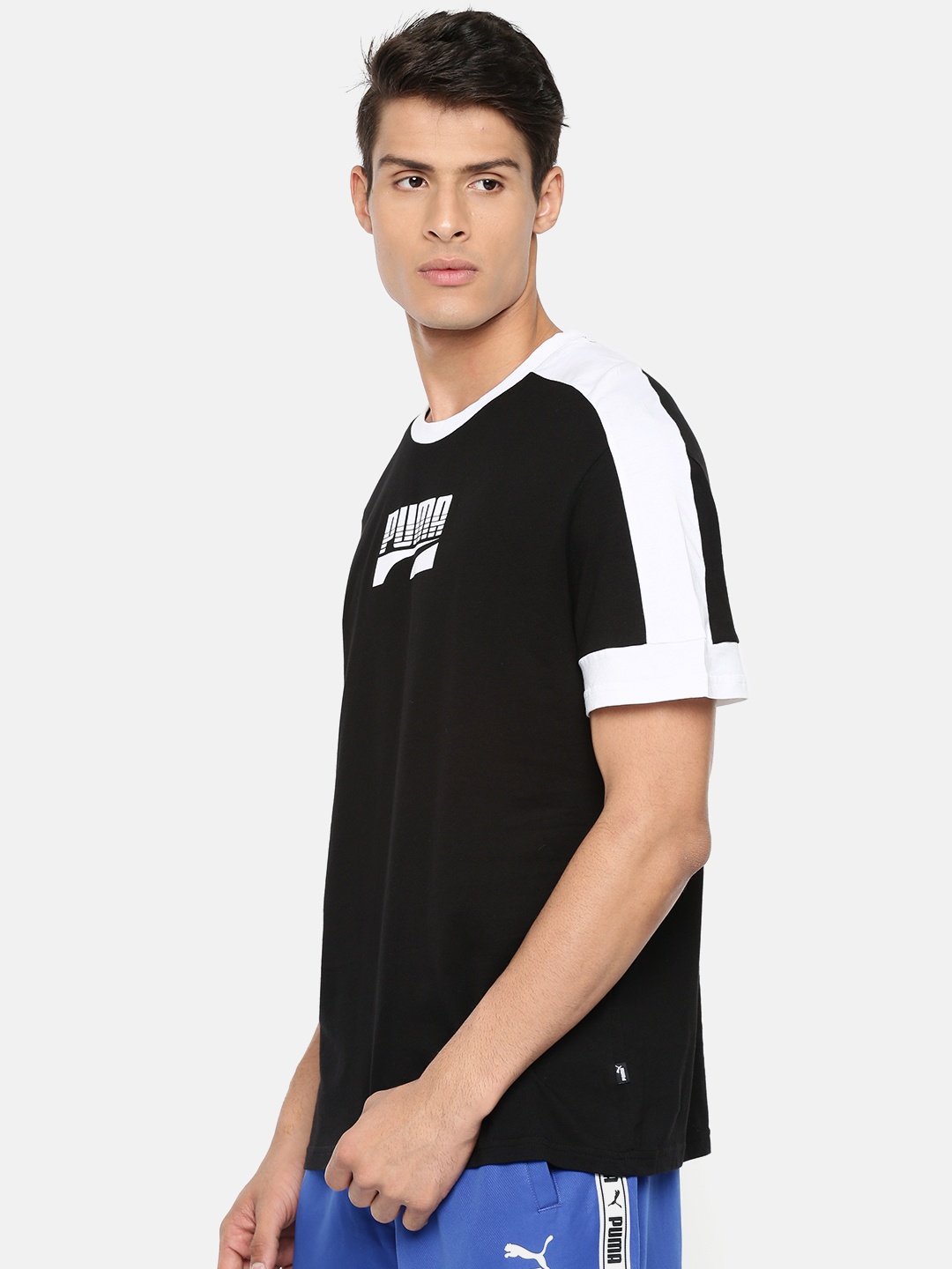 

Puma Men Black & White Printed Round Neck Rebel Block T-shirt