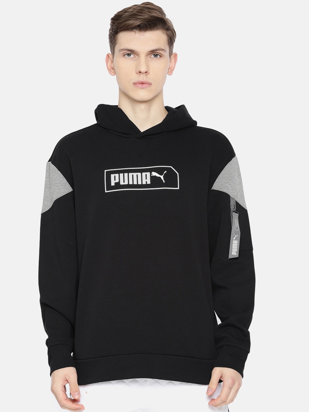 

Puma Men Black Printed NU-TILITY Hooded Sweatshirt