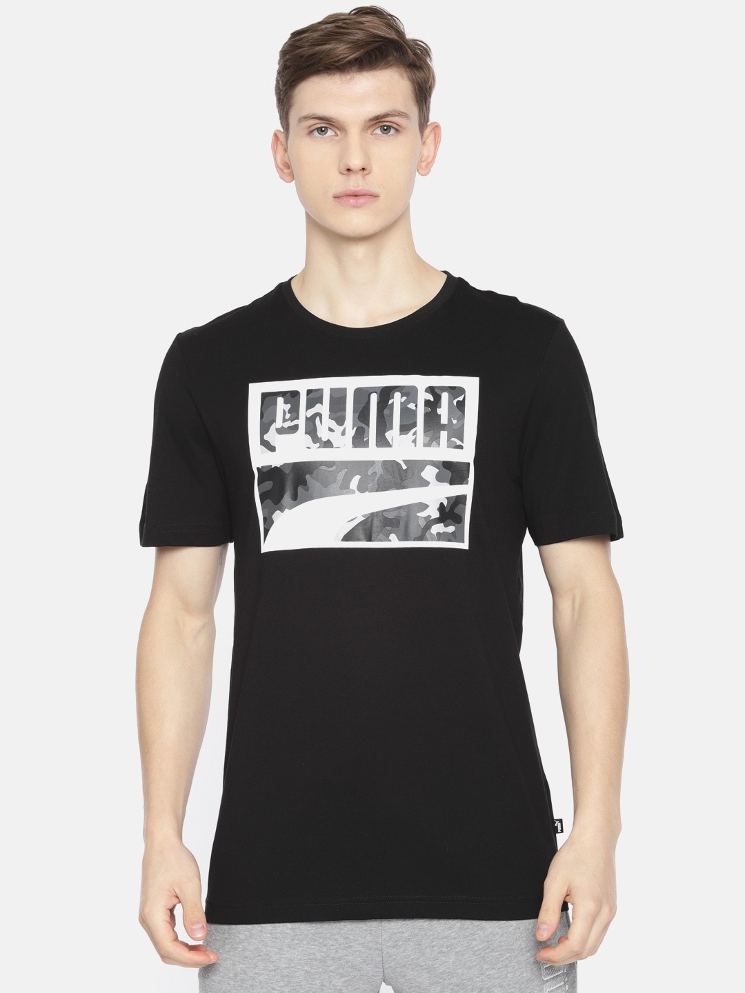 

Puma Men Black Printed Rebel CAMO filled Round Neck T-shirt