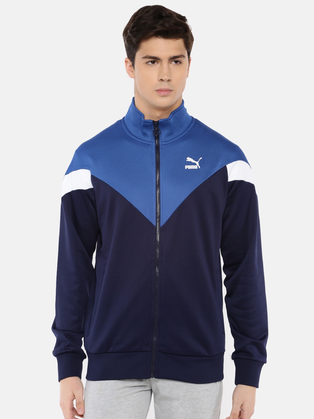 

Puma Men Navy Blue Solid Sporty Iconic MCS Track Jacket