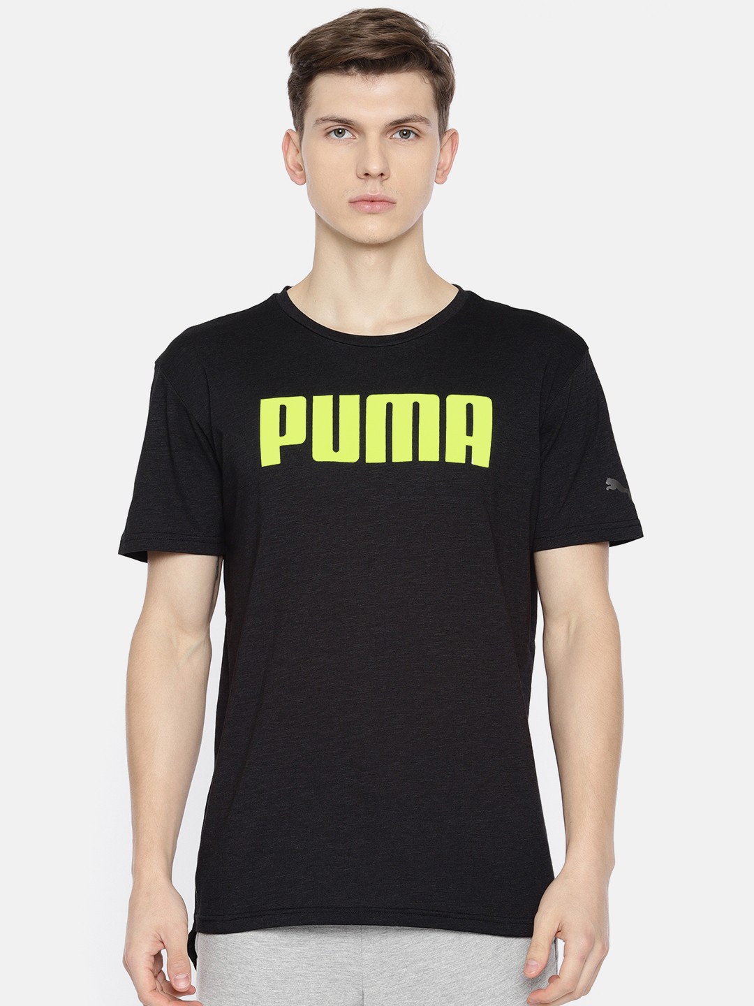 

Puma Men Black Printed Round Neck SS Graphic Training & Running T-shirt