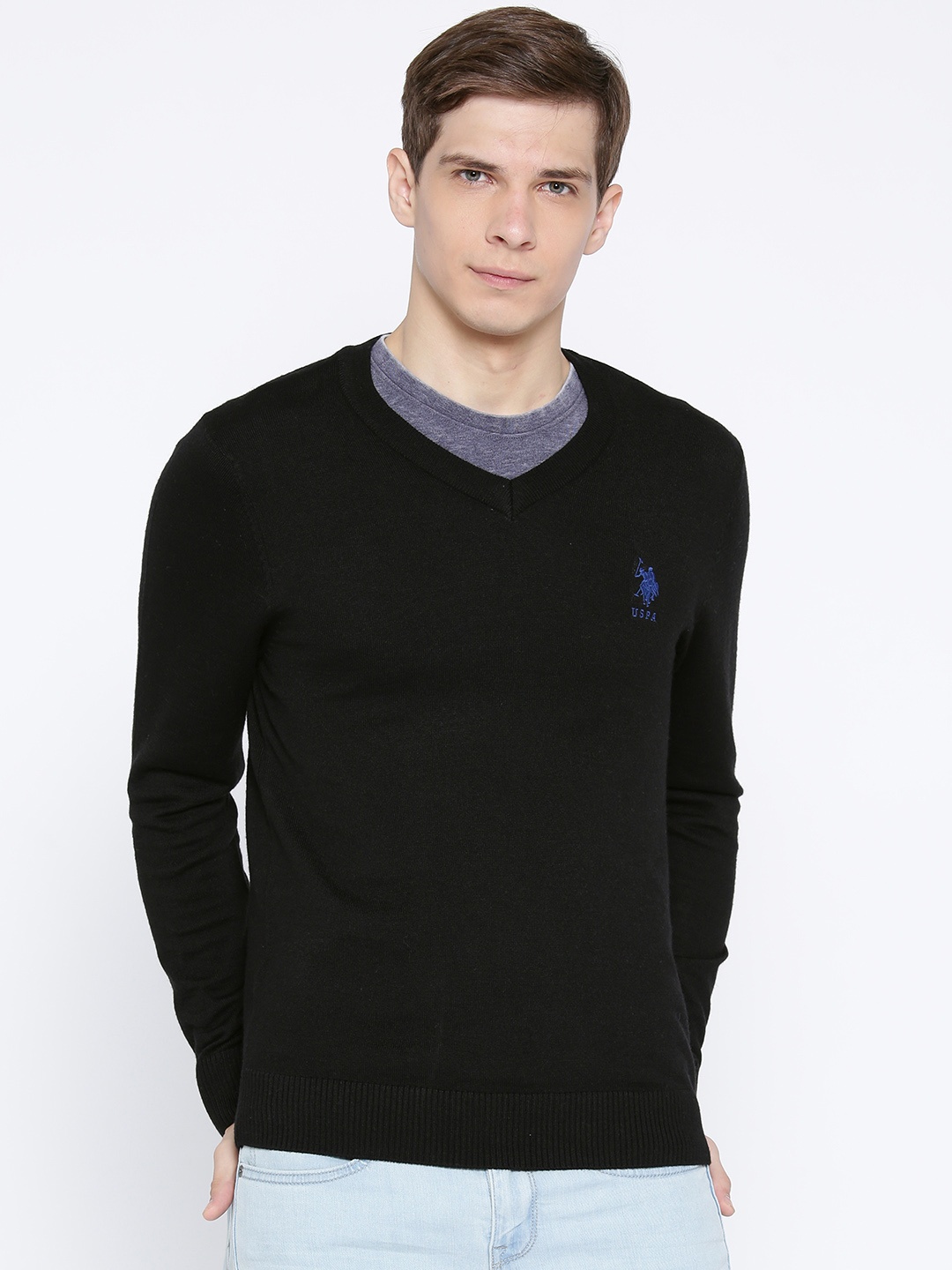 

U.S. Polo Assn. Men Black Solid Sweater