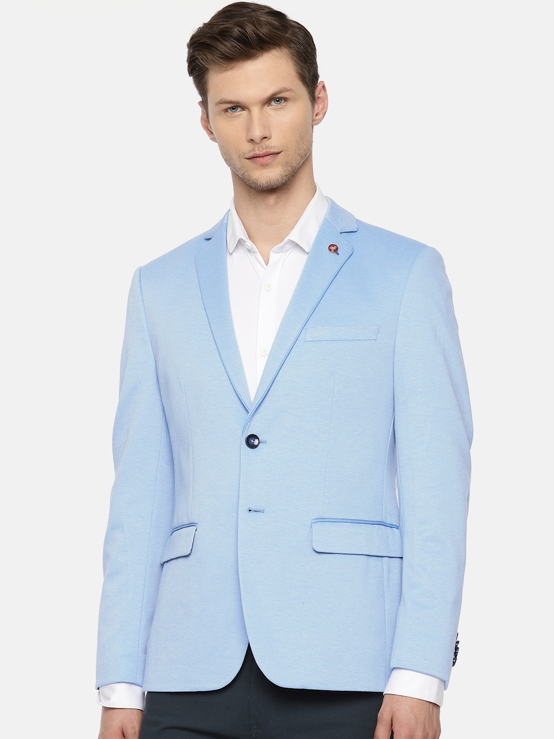 

U.S. Polo Assn. Men Blue Solid Single-Breasted Slim Fit Smart Casual Blazer