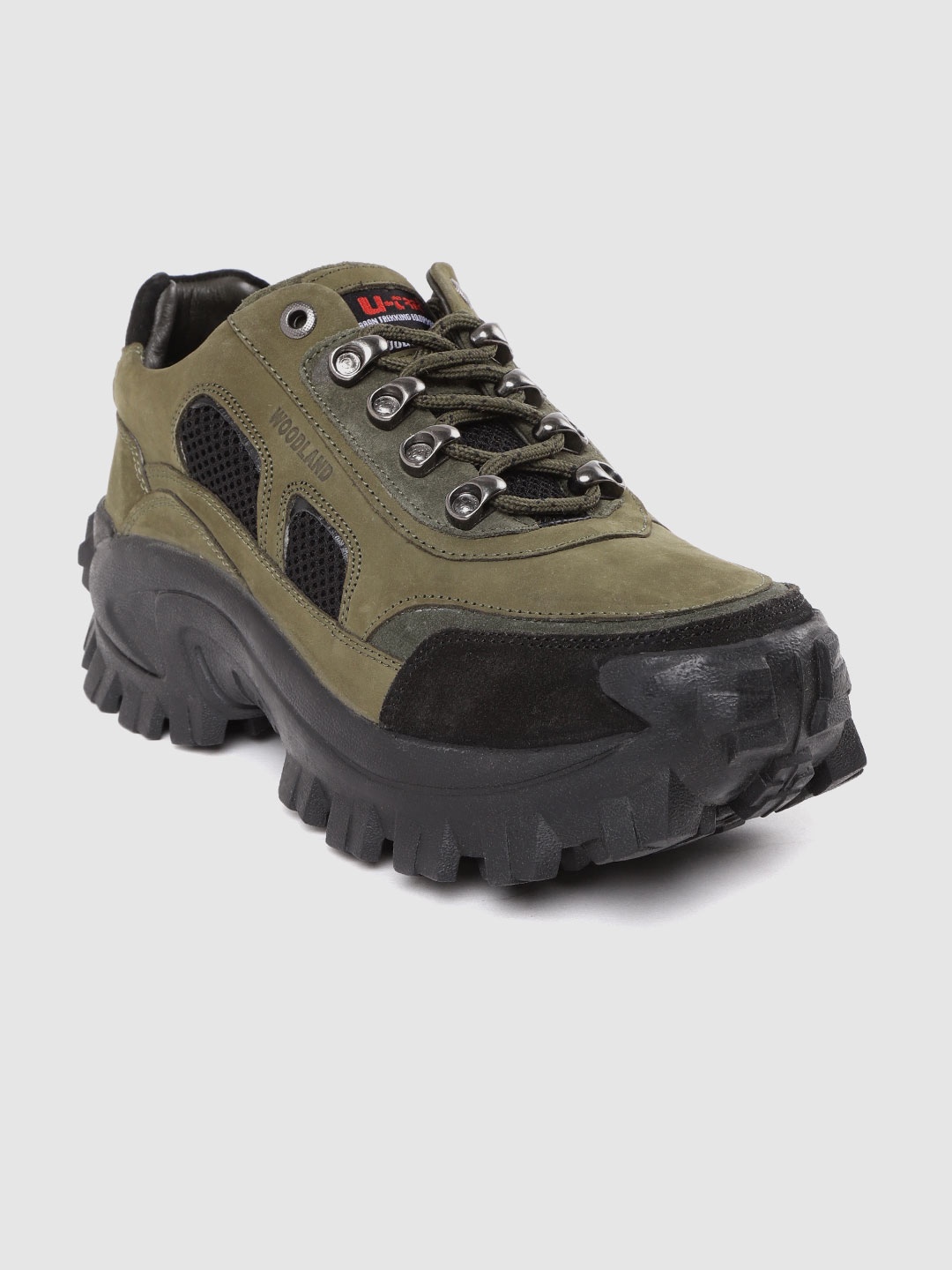 

Woodland Men Olive Green Nubuck Trekking Shoes