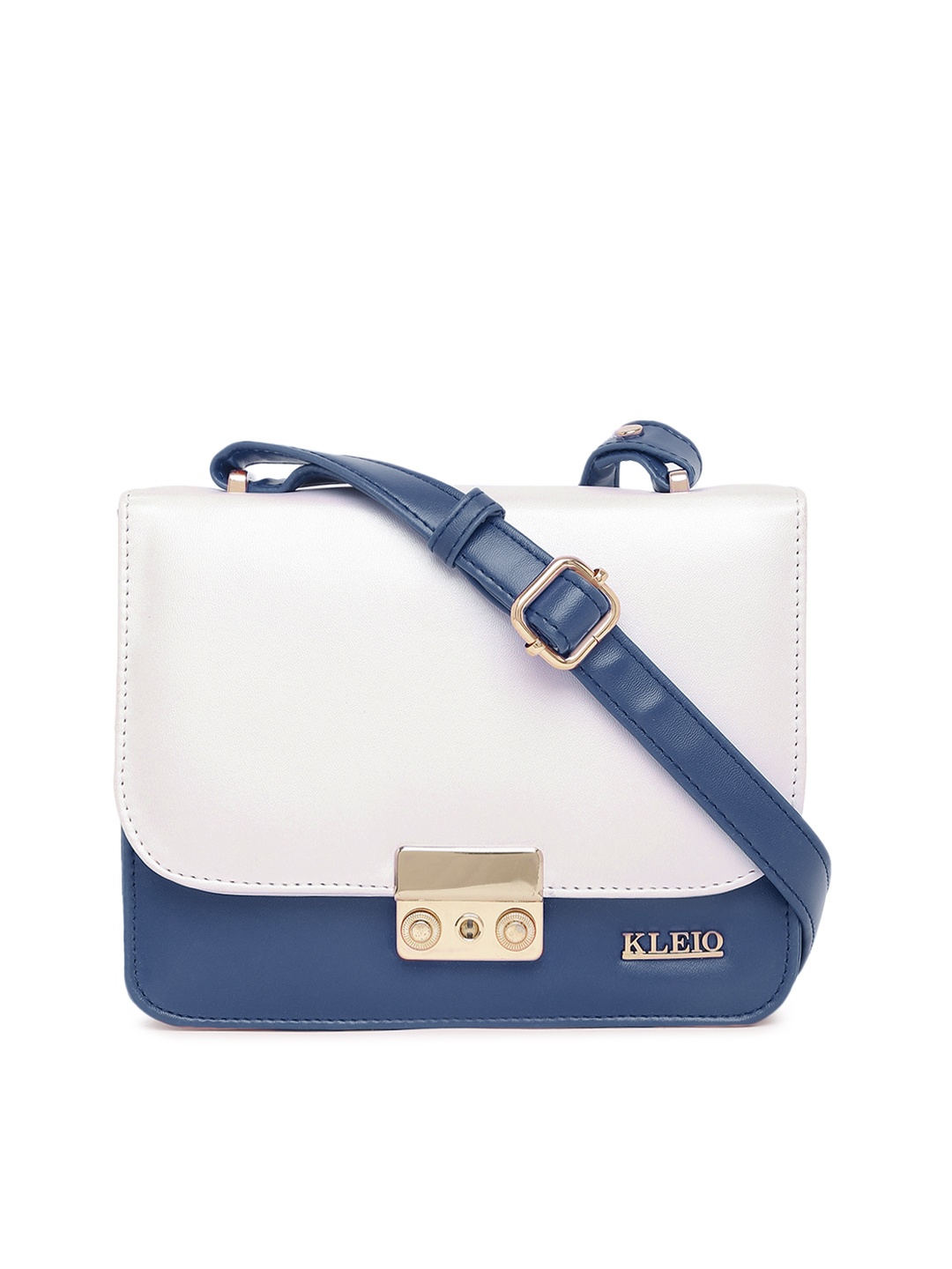 

KLEIO Blue & White Colourblocked Sling Bag