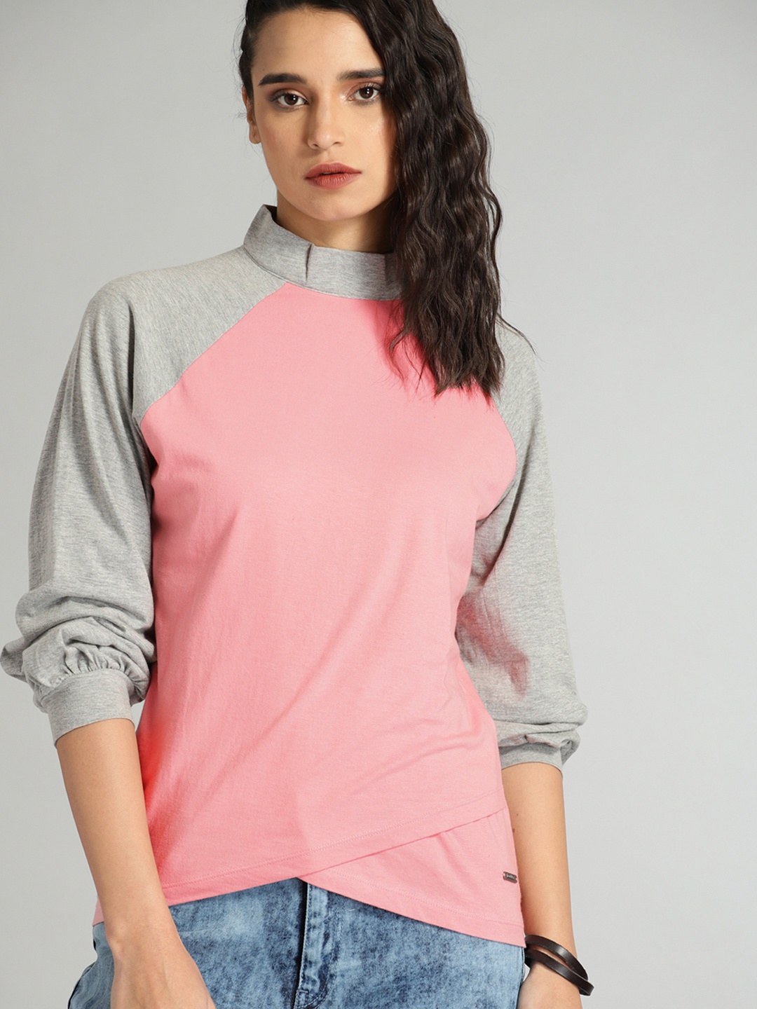 

The Roadster Lifestyle Co Women Pink Solid Pure Cotton Top