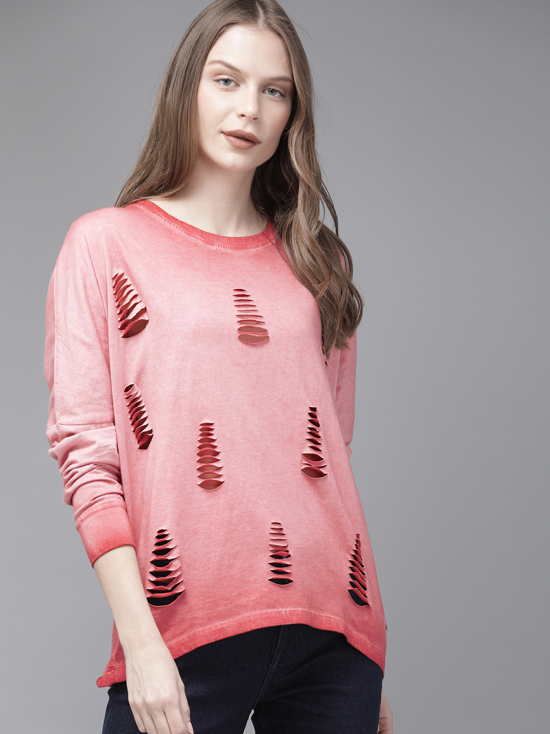 

The Roadster Lifestyle Co Women Pink Dyed Pure Cotton Top