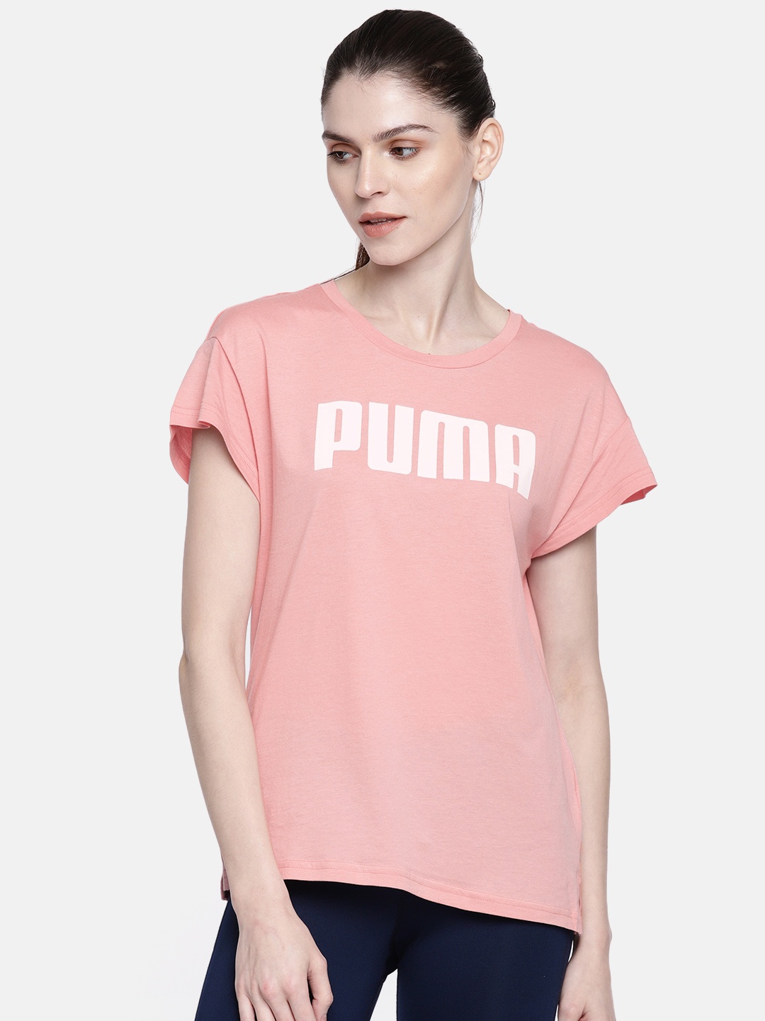 

Puma Women Pink Printed Relaxed Fit dry-CELL Round Neck T-shirt