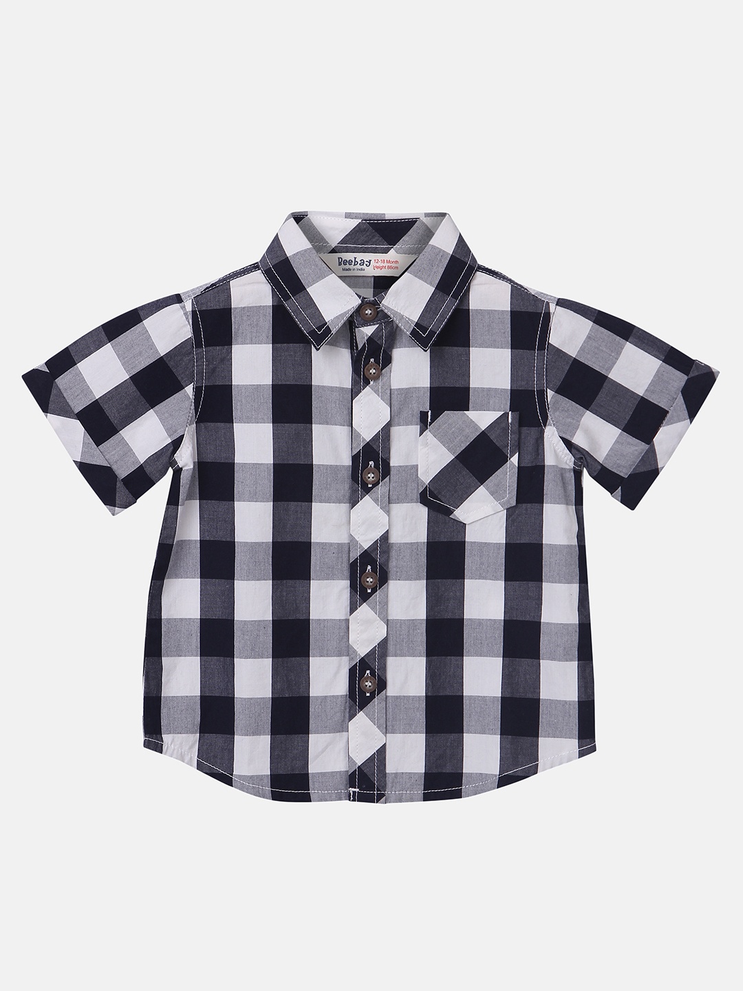 

Beebay Boys Navy Blue & White Regular Fit Checked Casual Shirt