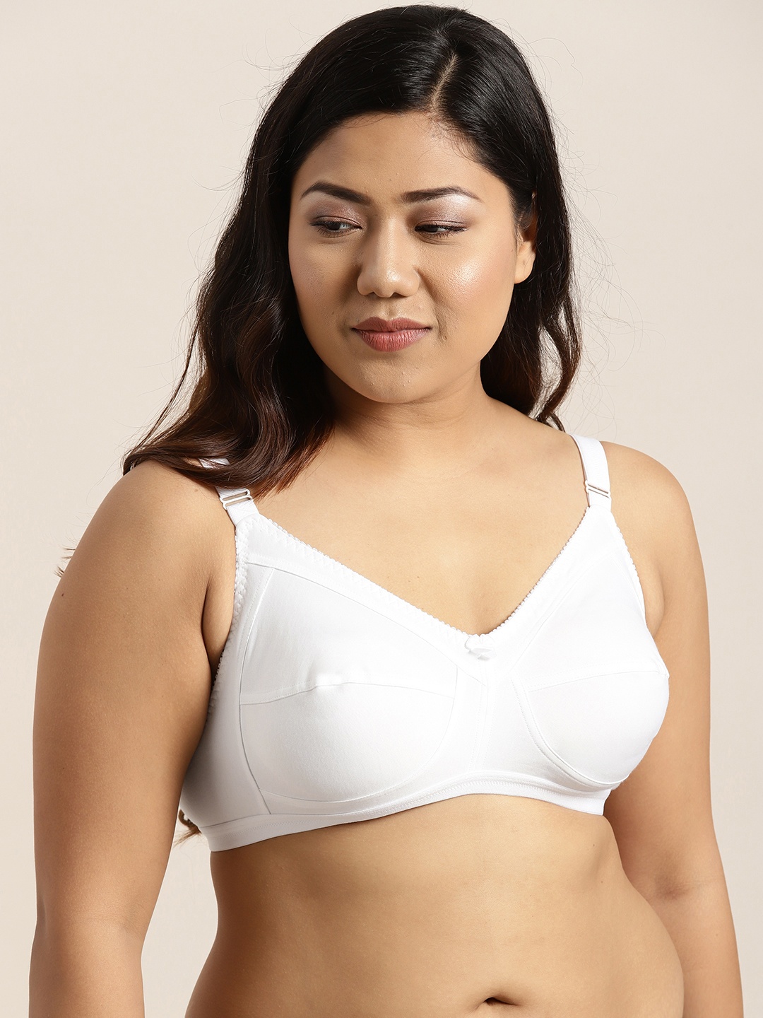 

Sztori Plus Size White Solid Non-Wired Non Padded Everyday Bra SZ-BRA-703D