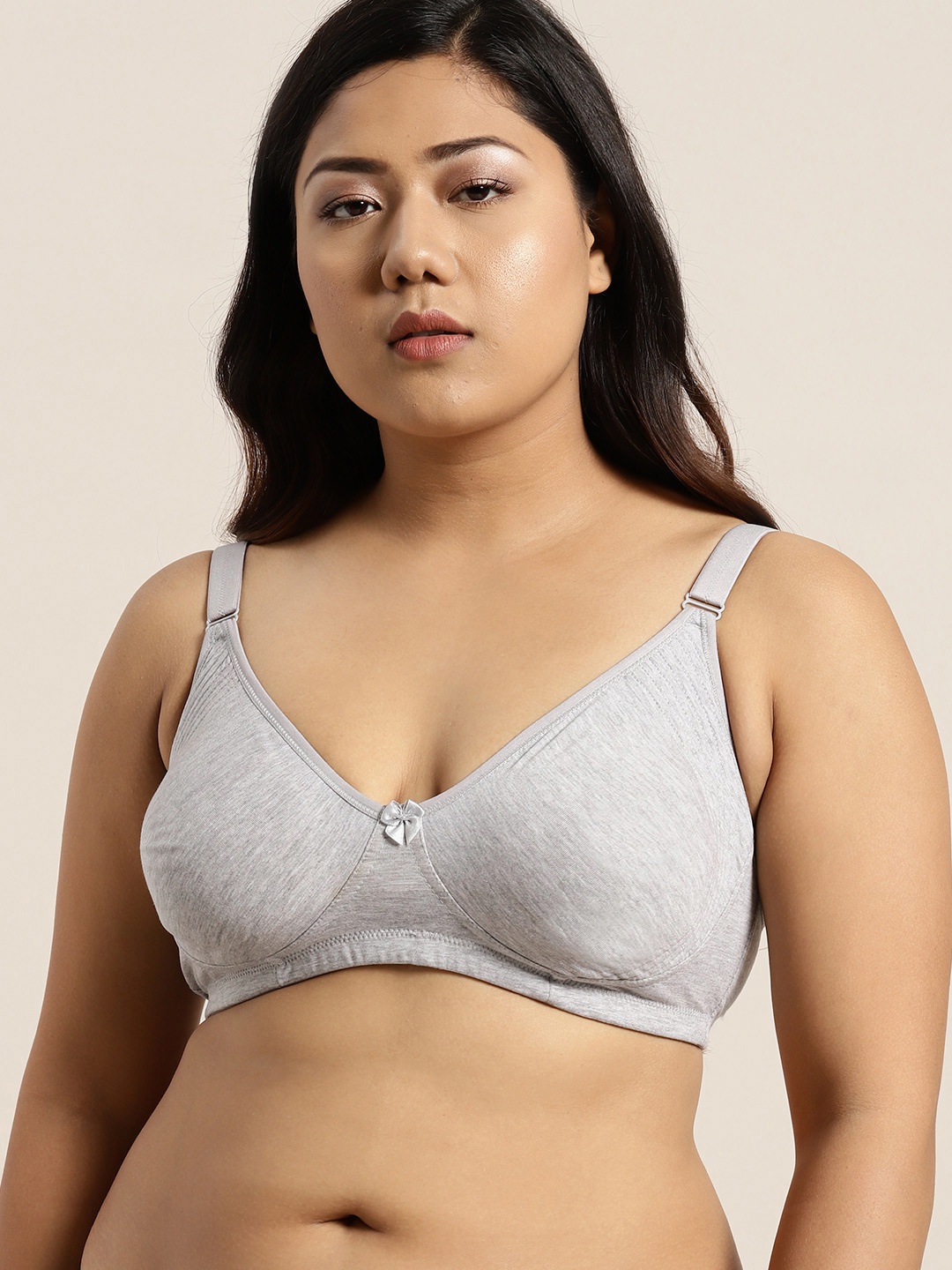 

Sztori Plus Size Grey Melange Solid Non-Wired Non Padded Everyday Bra SZ-BRA-708F