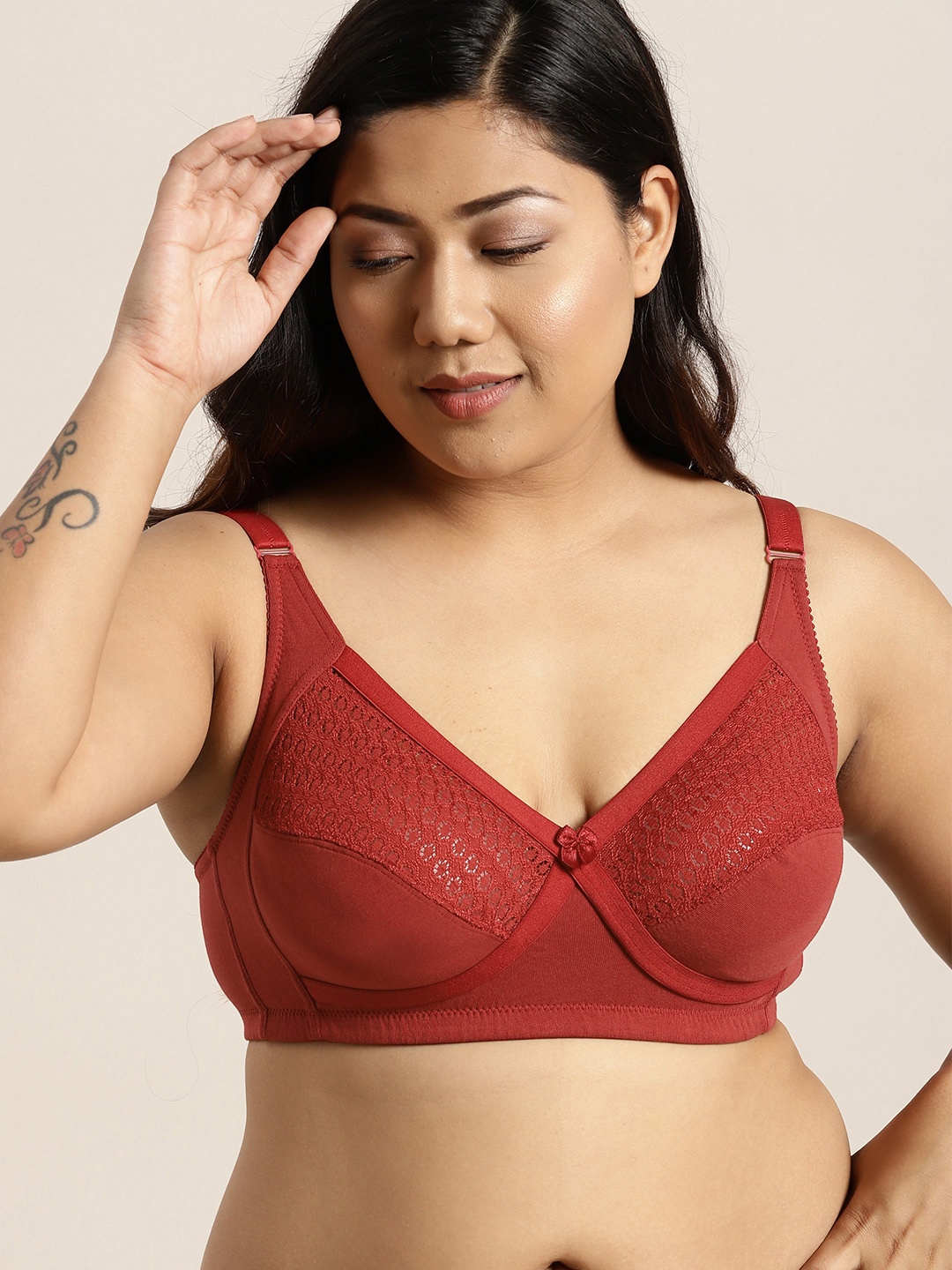 

Sztori Plus Size Rust Red Solid Non-Wired Non Padded Everyday Bra SZ-BRA-715C