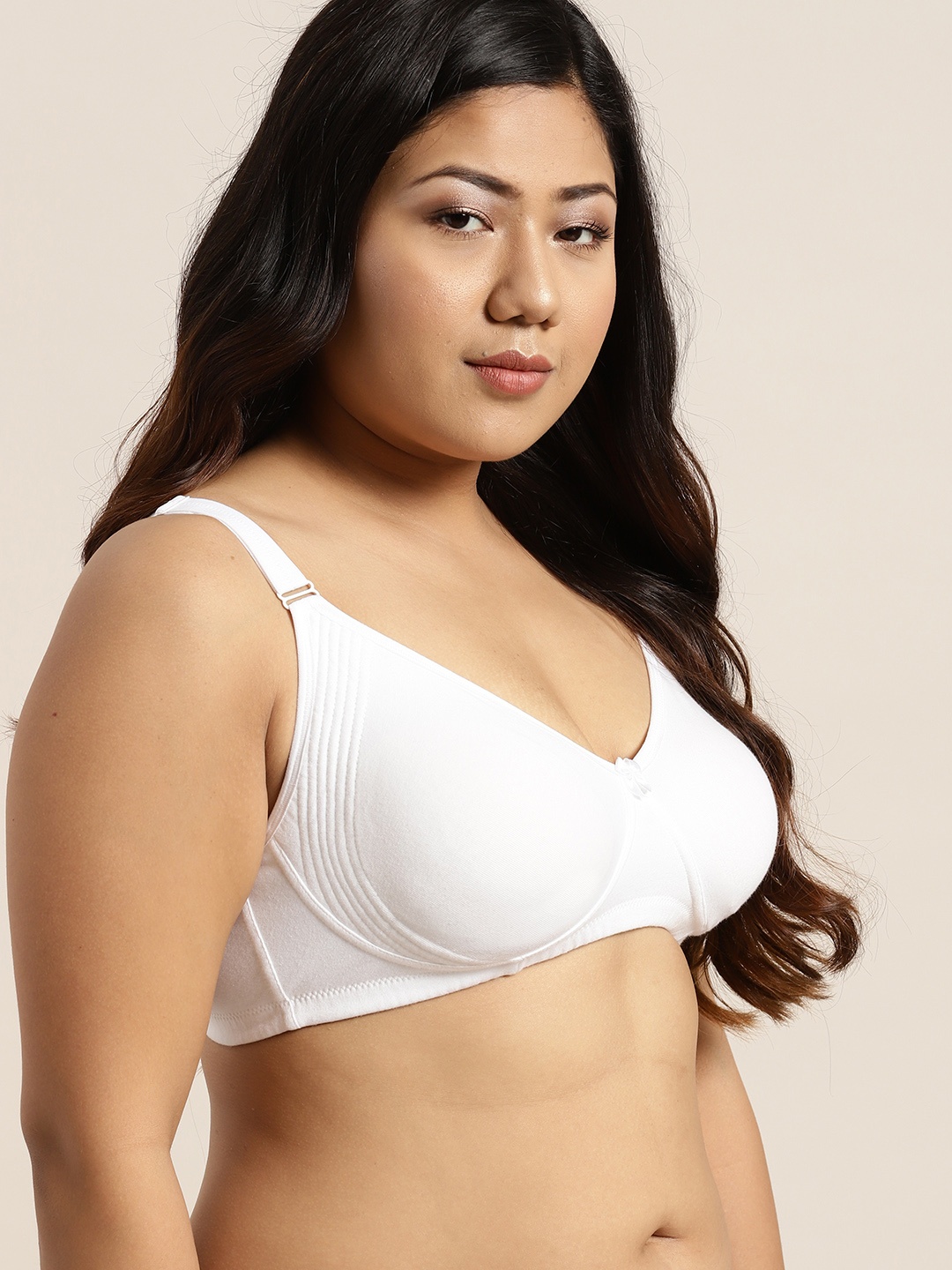 

Sztori Plus Size White Solid Non-Wired Non Padded Everyday Bra SZ-BRA-708C