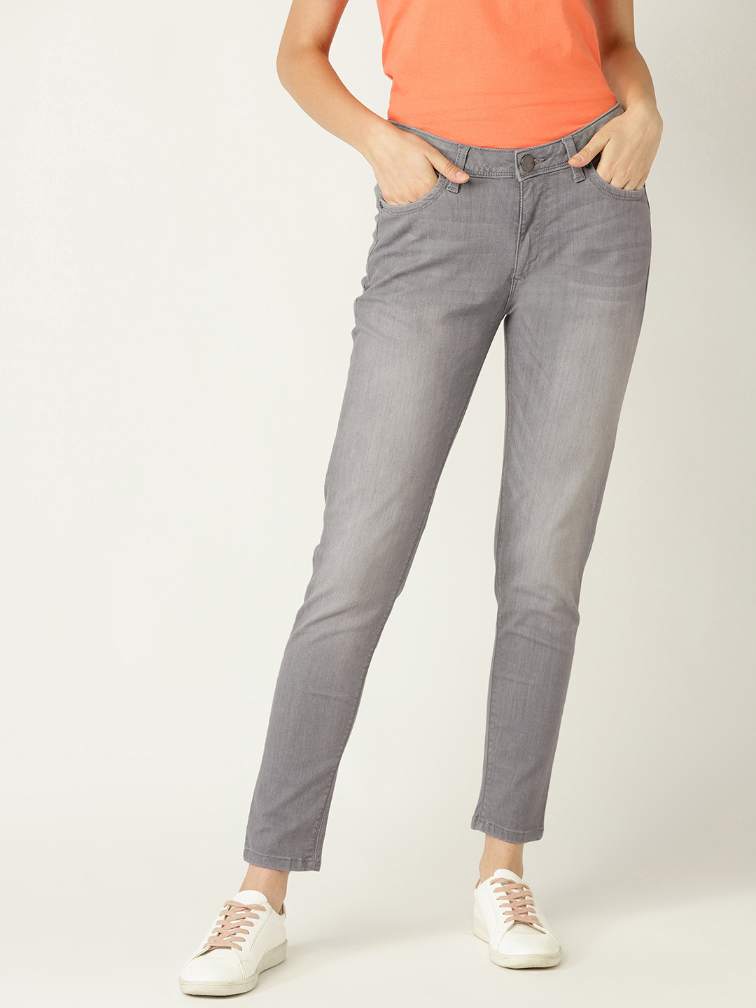 

United Colors of Benetton Women Grey Skinny Fit Mid-Rise Clean Look Stretchable Jeans