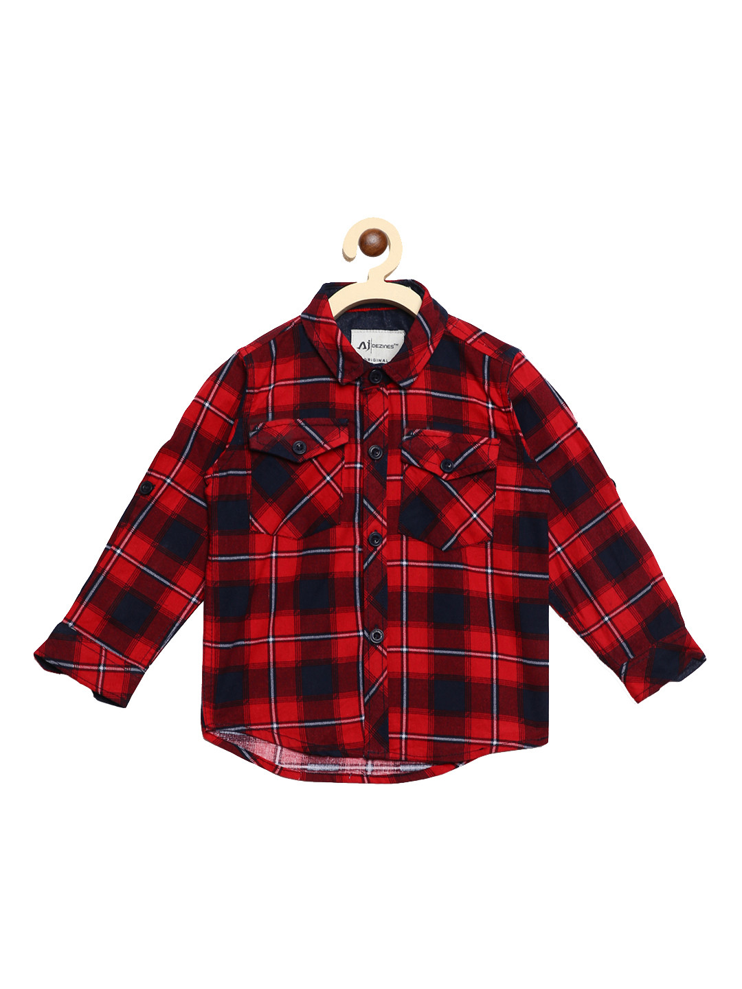 

Aj DEZInES Boys Red & Black Regular Fit Checked Party Shirt