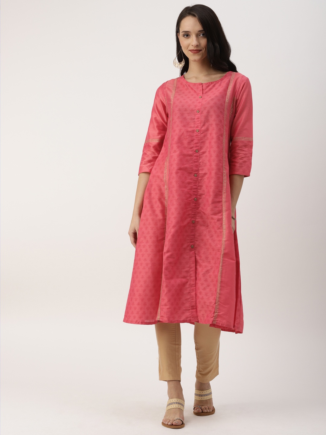

IMARA Women Pink Printed A-Line Kurta