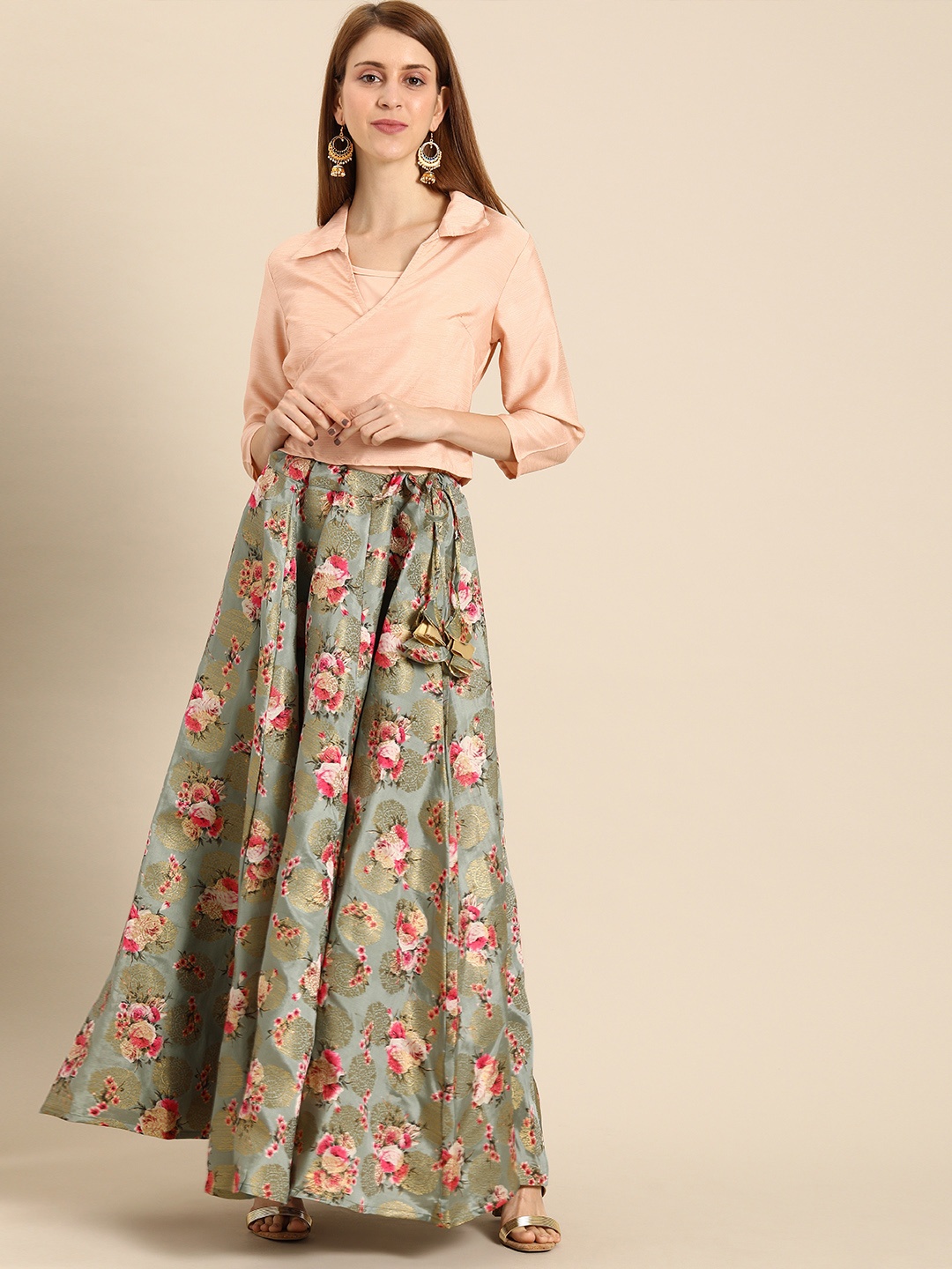 

IMARA Green & Pink Ready to Wear Lehenga with Blouse