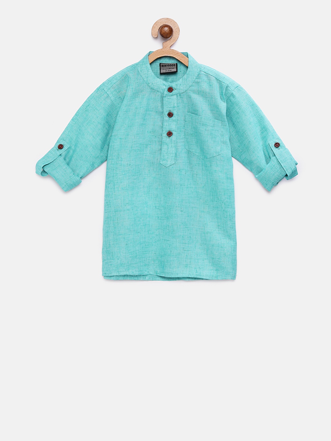 

RIKIDOOS Boys Sea Green Solid Straight Kurta