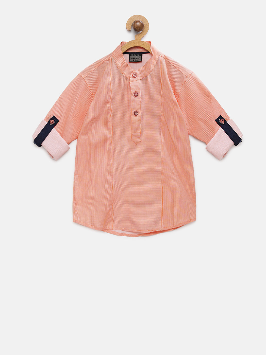 

RIKIDOOS Boys Orange Striped Straight Kurta