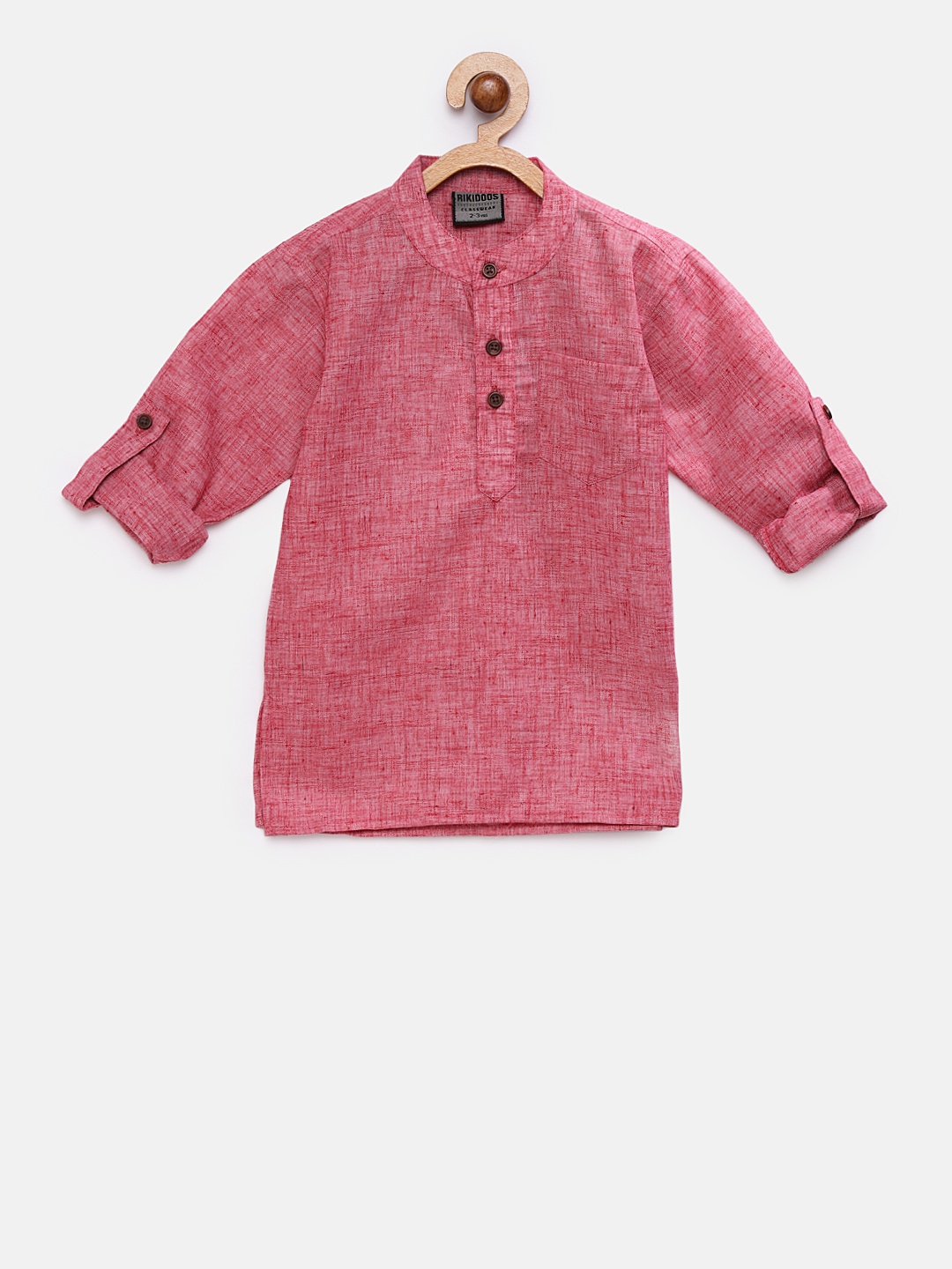 

RIKIDOOS Boys Red Solid Straight Kurta