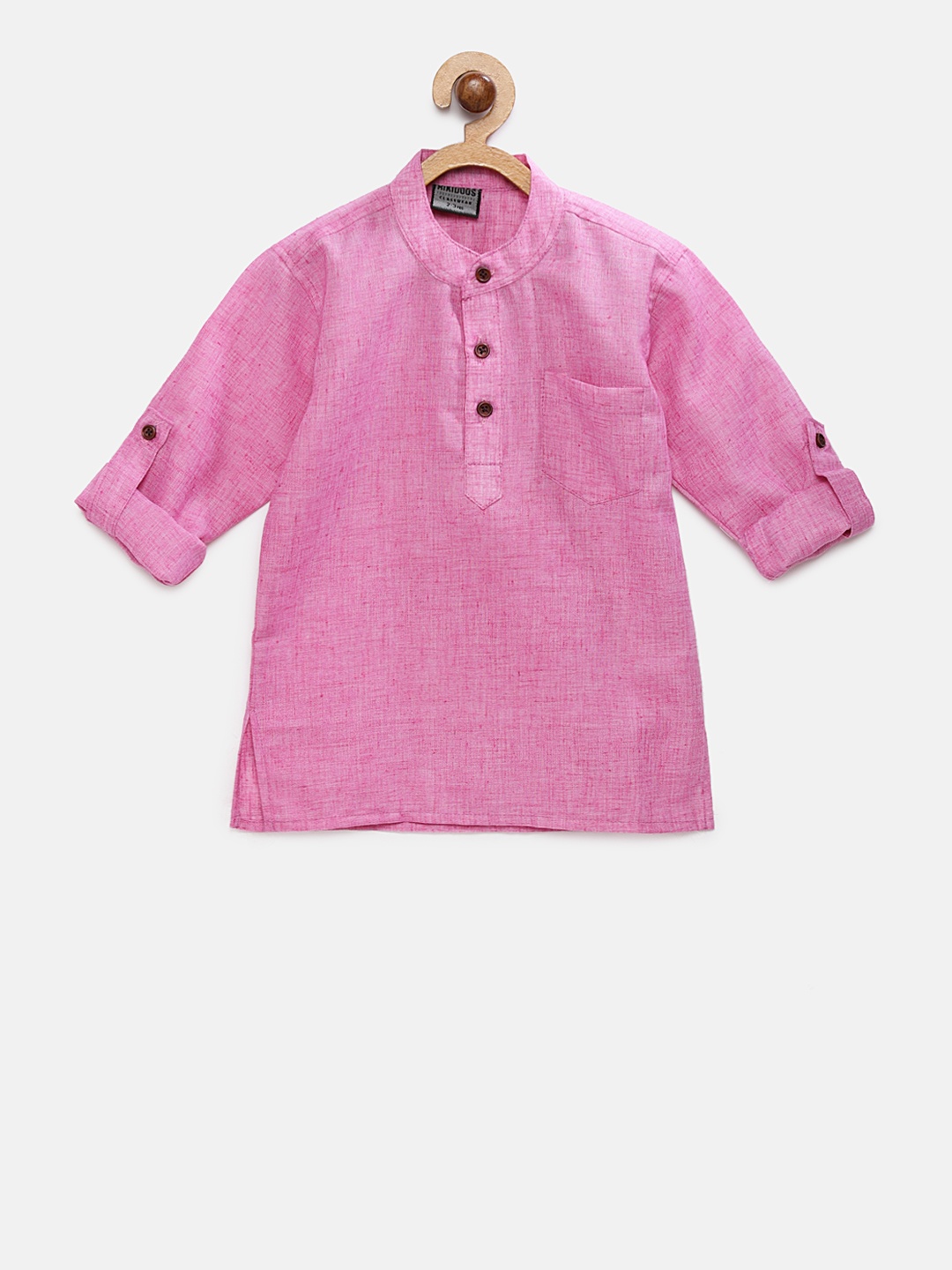 

RIKIDOOS Boys Pink Solid Straight Kurta