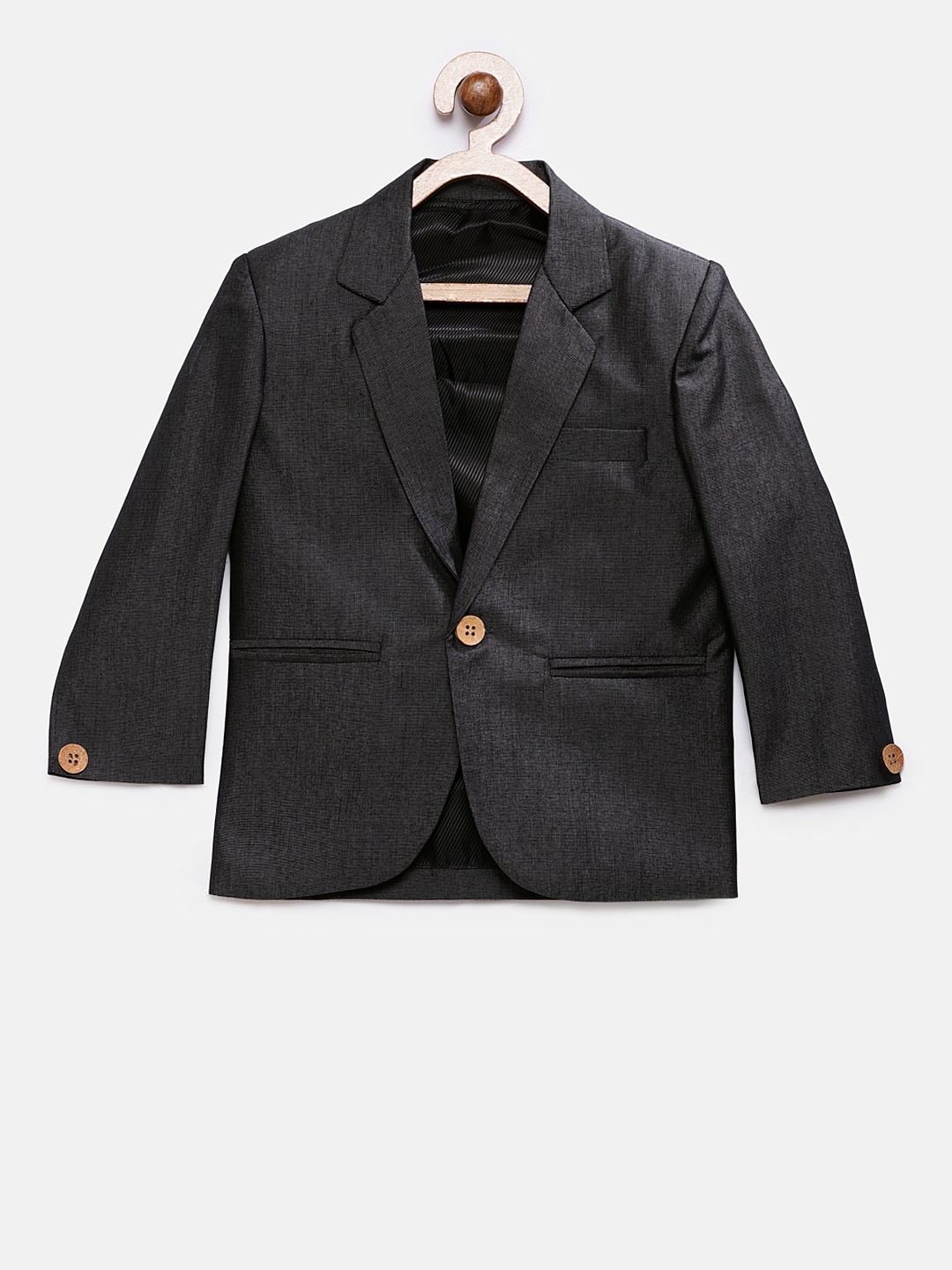 

RIKIDOOS Boys Black Solid Single-Breasted Blazer