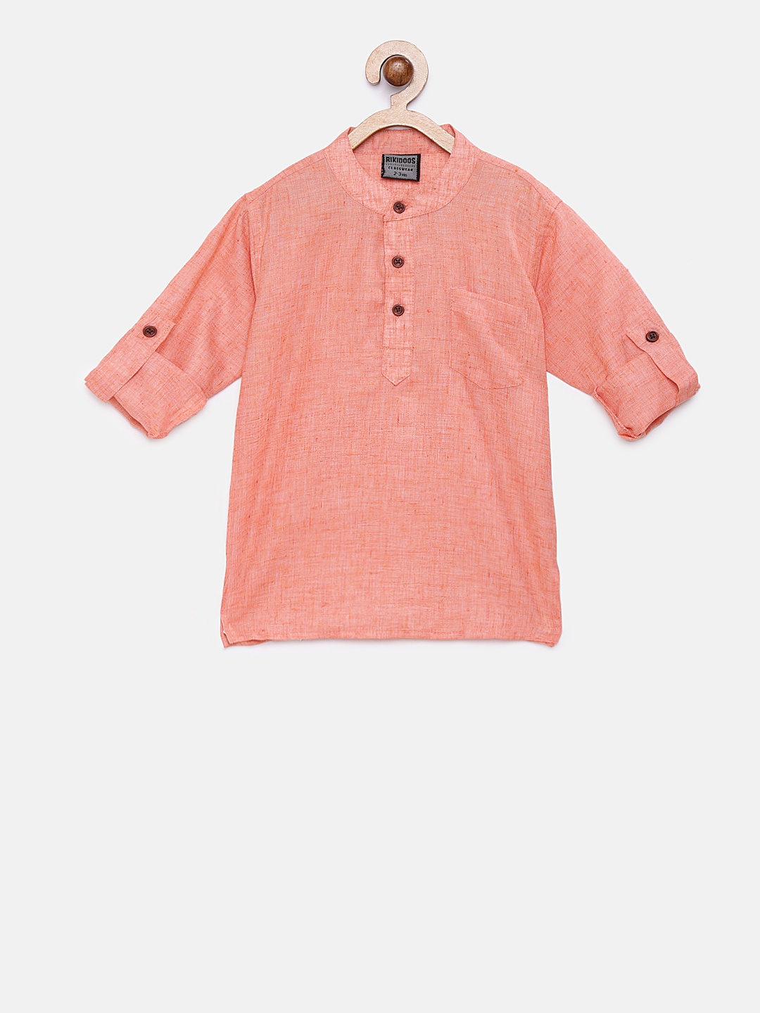 

RIKIDOOS Boys Orange Solid Straight Kurta
