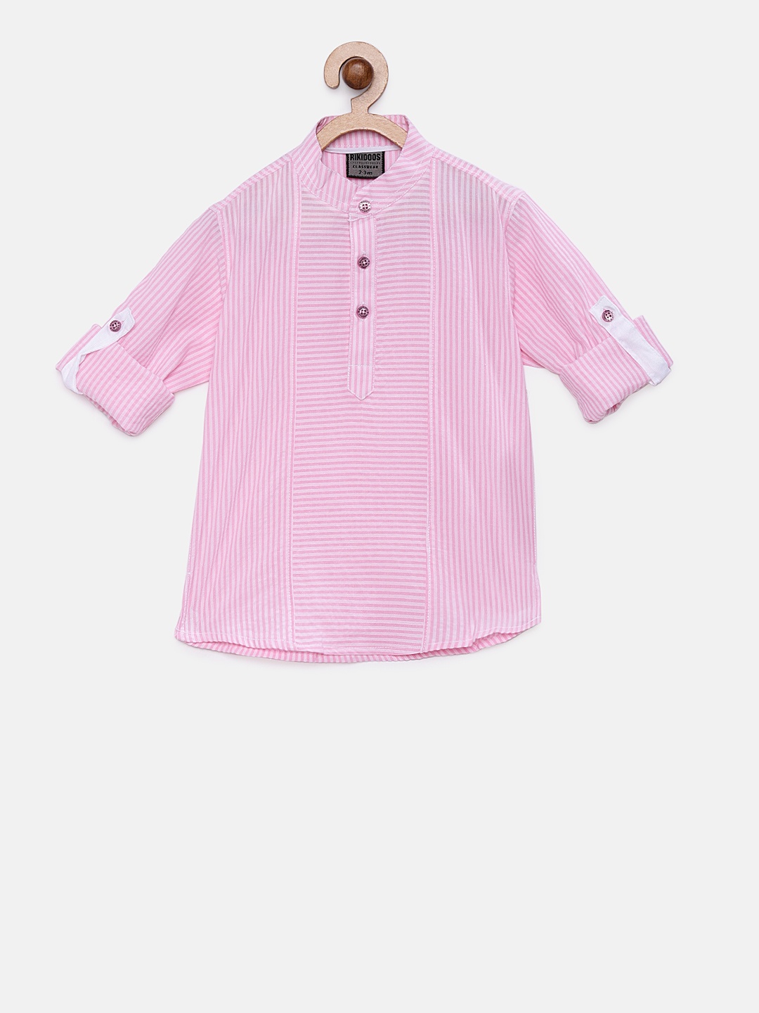 

RIKIDOOS Boys Pink Striped Straight Kurta