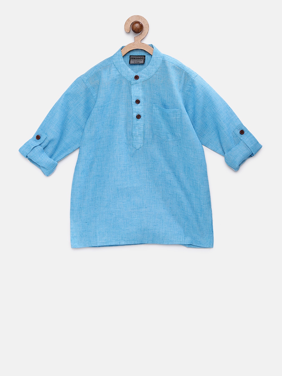 

RIKIDOOS Boys Turquoise Blue Solid Straight Kurta