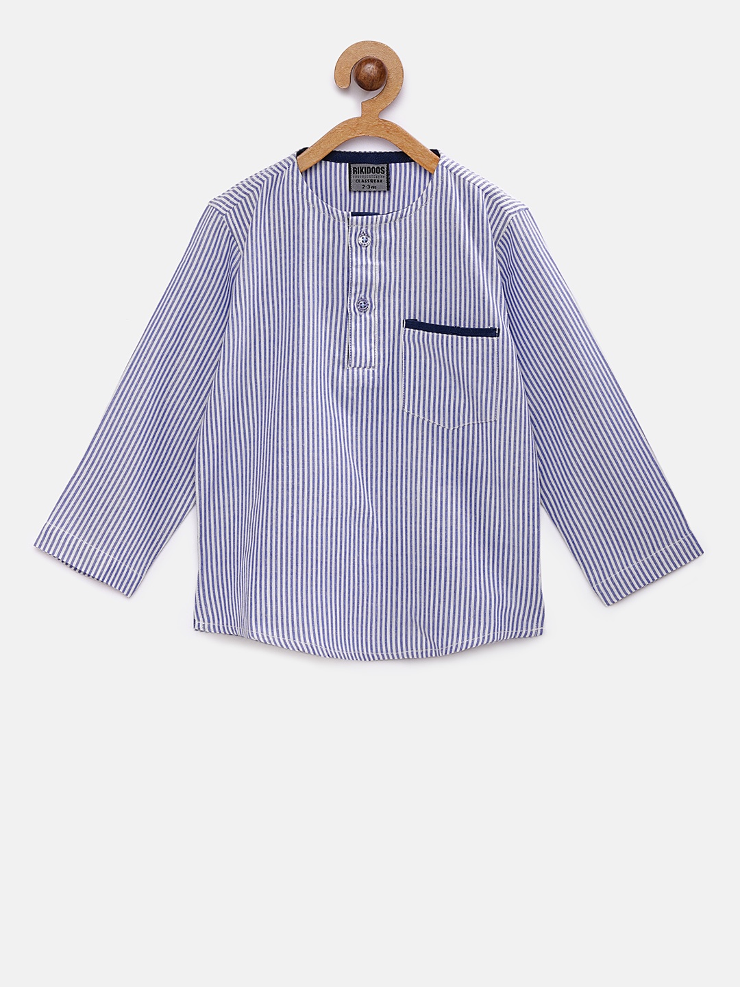 

RIKIDOOS Boys Blue Striped Straight Kurta