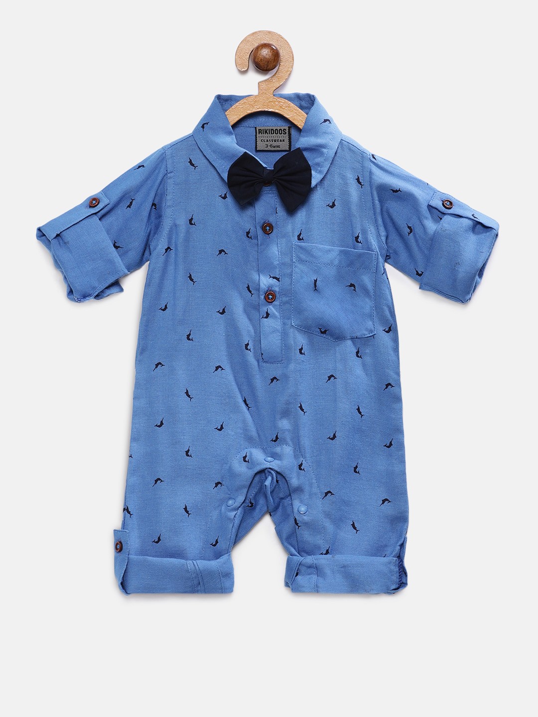 

RIKIDOOS Kids Blue Printed Romper