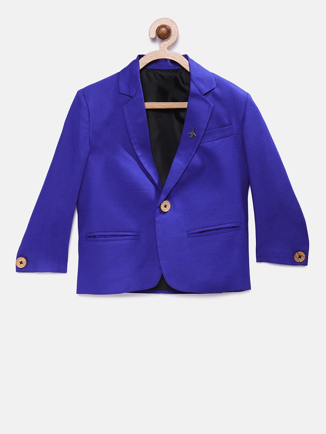 

RIKIDOOS Boys Blue Solid Regular Fit Single Breasted Casual Blazer